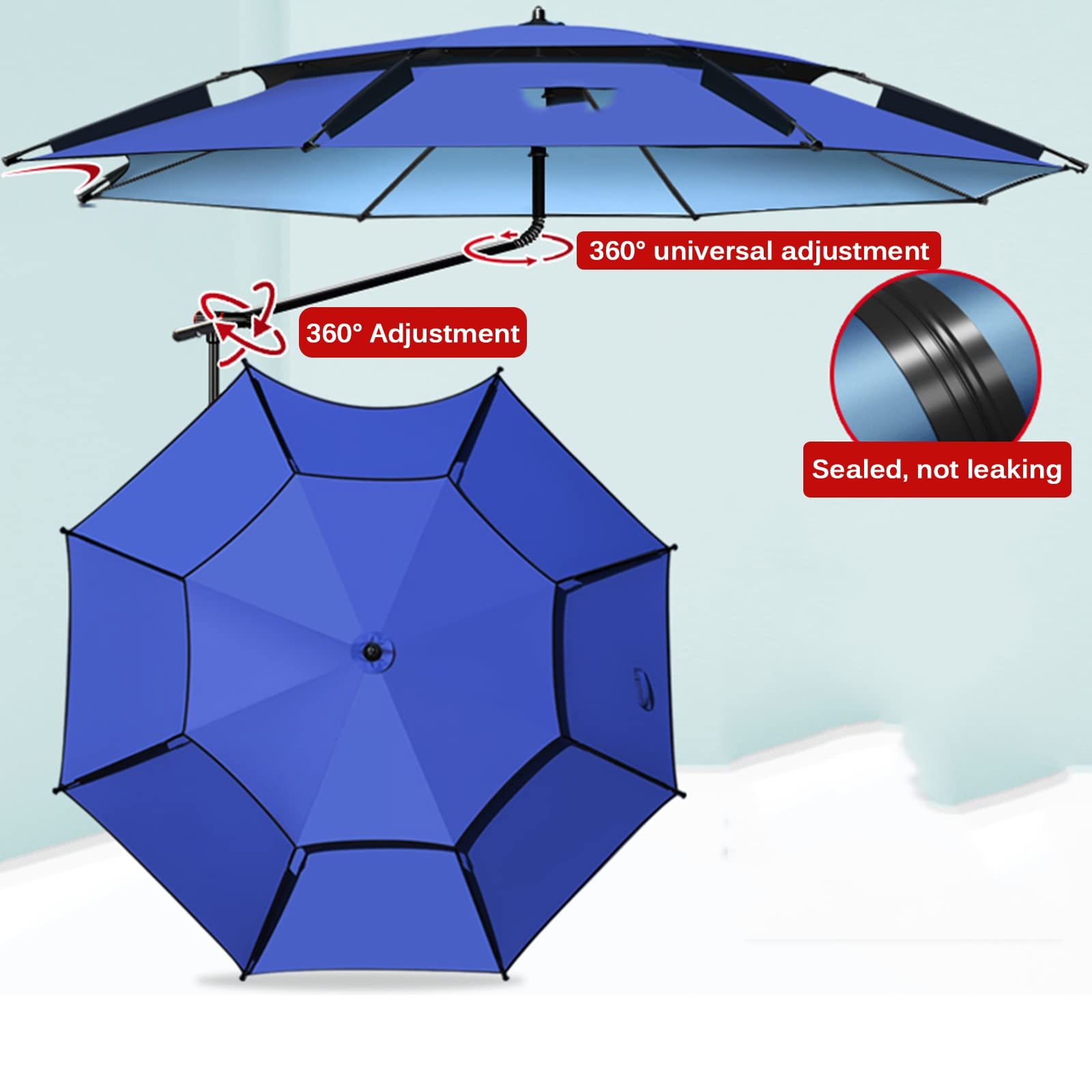 Parasol wędkarski Osłona przeciwsłoneczna Na zewnątrz, Wodoodporna tkanina przeciwsłoneczna, Odporny na warunki atmosferyczne, Chłodny, Regulacja obrotu 360 °, Osłona przeciwsłoneczna na kemping,