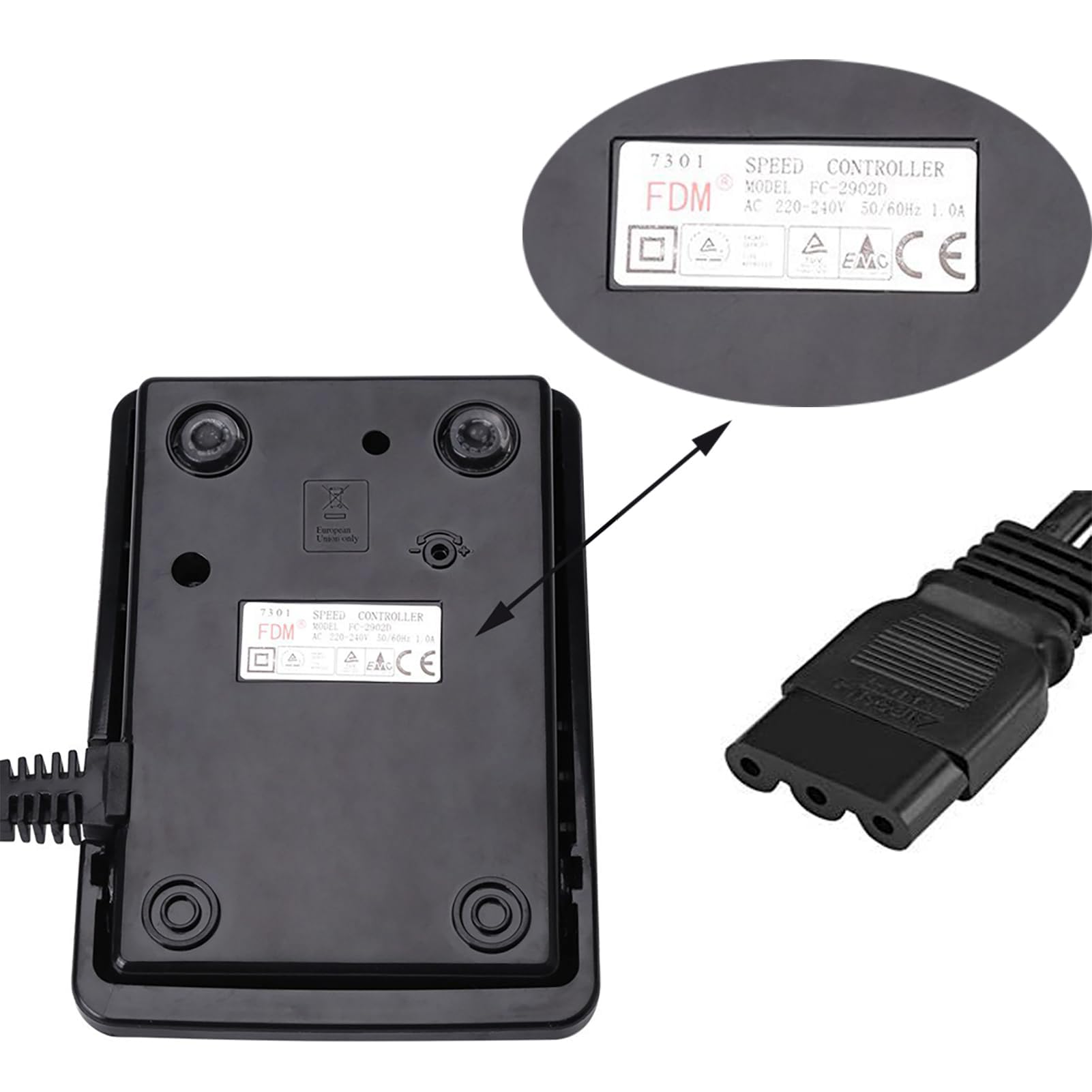 DeJivsin Electronic Foot Control Sewing Machine (EU Plug), Overlock Sewing Machine Foot Control Pedal 200-240V Universal Sewing Machine Foot Switch DeJivsin Electronic Foot Control Sewing Machine (EU Plug), Overlock Sewing Machine Foot Control Pedal 200-240V Universal Sewing Machine Foot Switch
