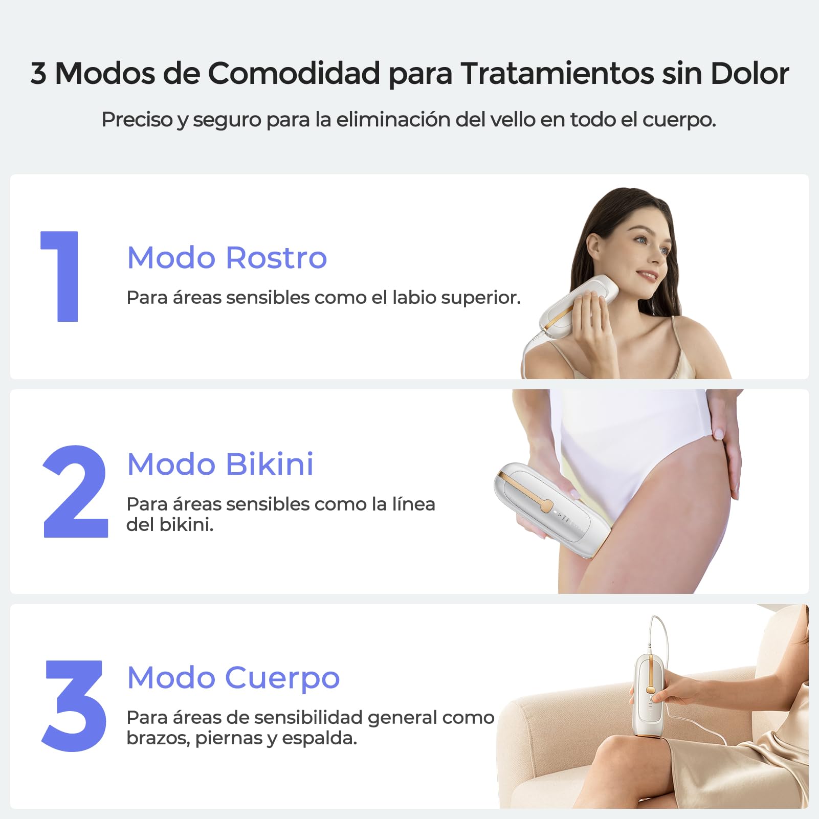 Depiladora Luz Pulsada para Mujeres y Hombres, Indolora Sapphire Depiladora Laser, Alternativa a la Depilación en Salón, Enfriamiento Efecto Hielo, Resultados Duraderos, para Cara, Cuerpo, Bikini