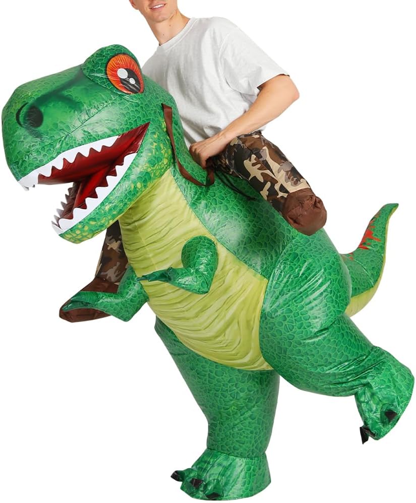 COMIN Inflatable Dinosaur Costume Adult Riding T Rex Funny Dress Halloween Costume for Men Women