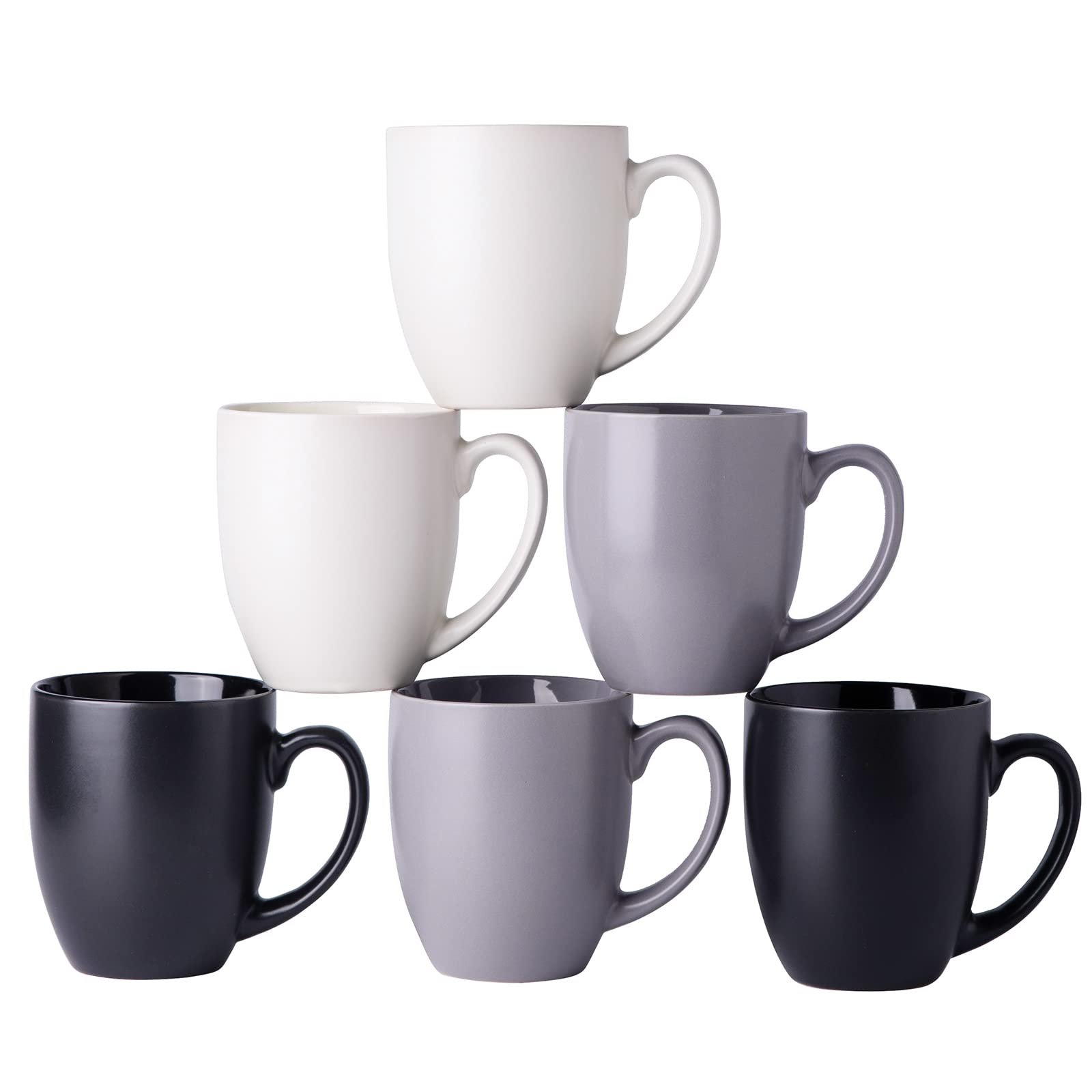 AmorArc 16oz Coffee Mugs Set of 6, Large Ceramic Coffee Mugs for Man, Woman, Dad, Mom, Modern Coffee Mugs Set with handle for Tea/Latte/Cappuccino/Cocoa. Dishwasher&Microwave Safe, Multi-Color