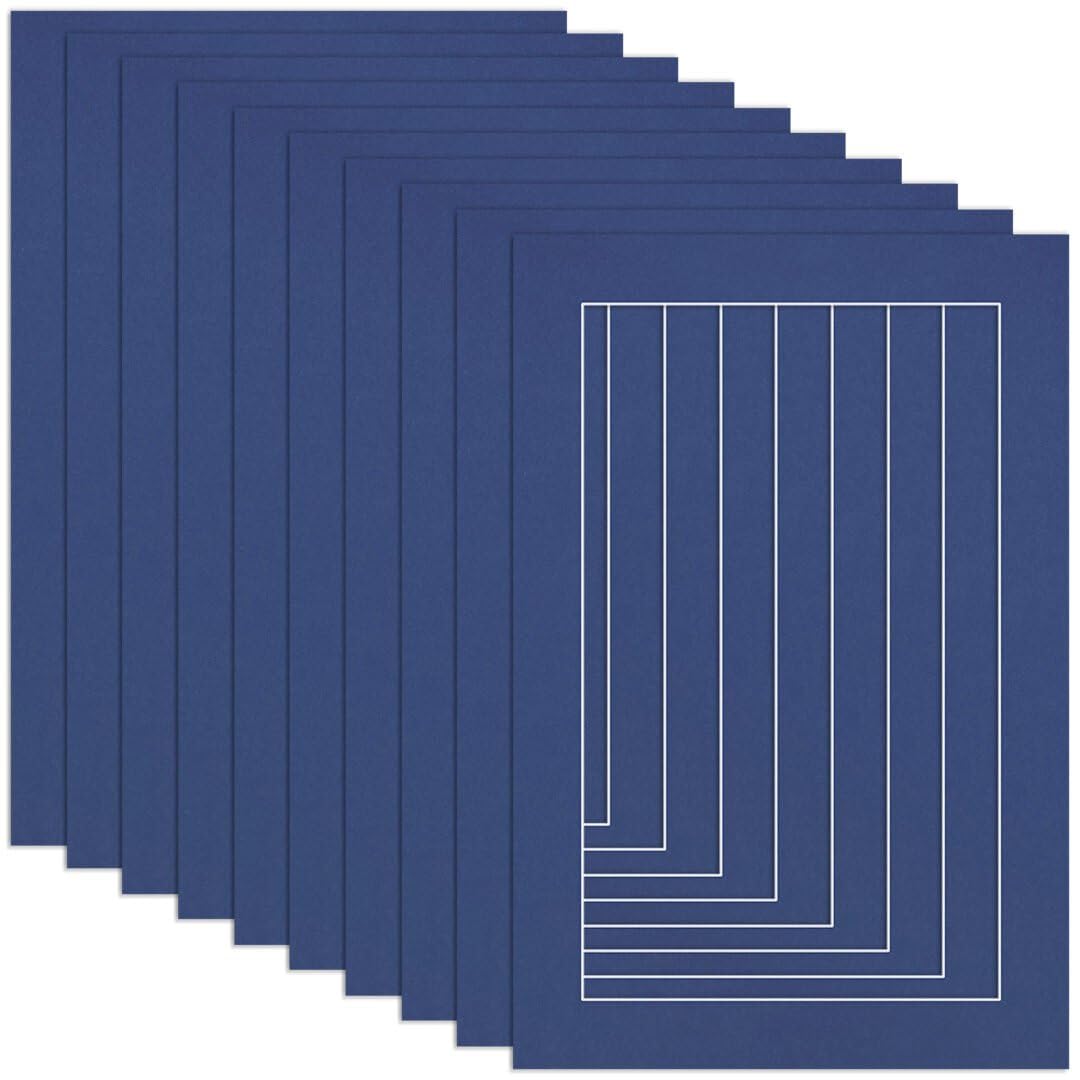Procut Global 6x4" Blue Picture Mounts to Fit 5x3" Aperture - Precision Cut Cardboard Photo Mount - Ideal for Frames, Prints, Artwork & Certificates - Sizes & Colours Available - 10 Pack
