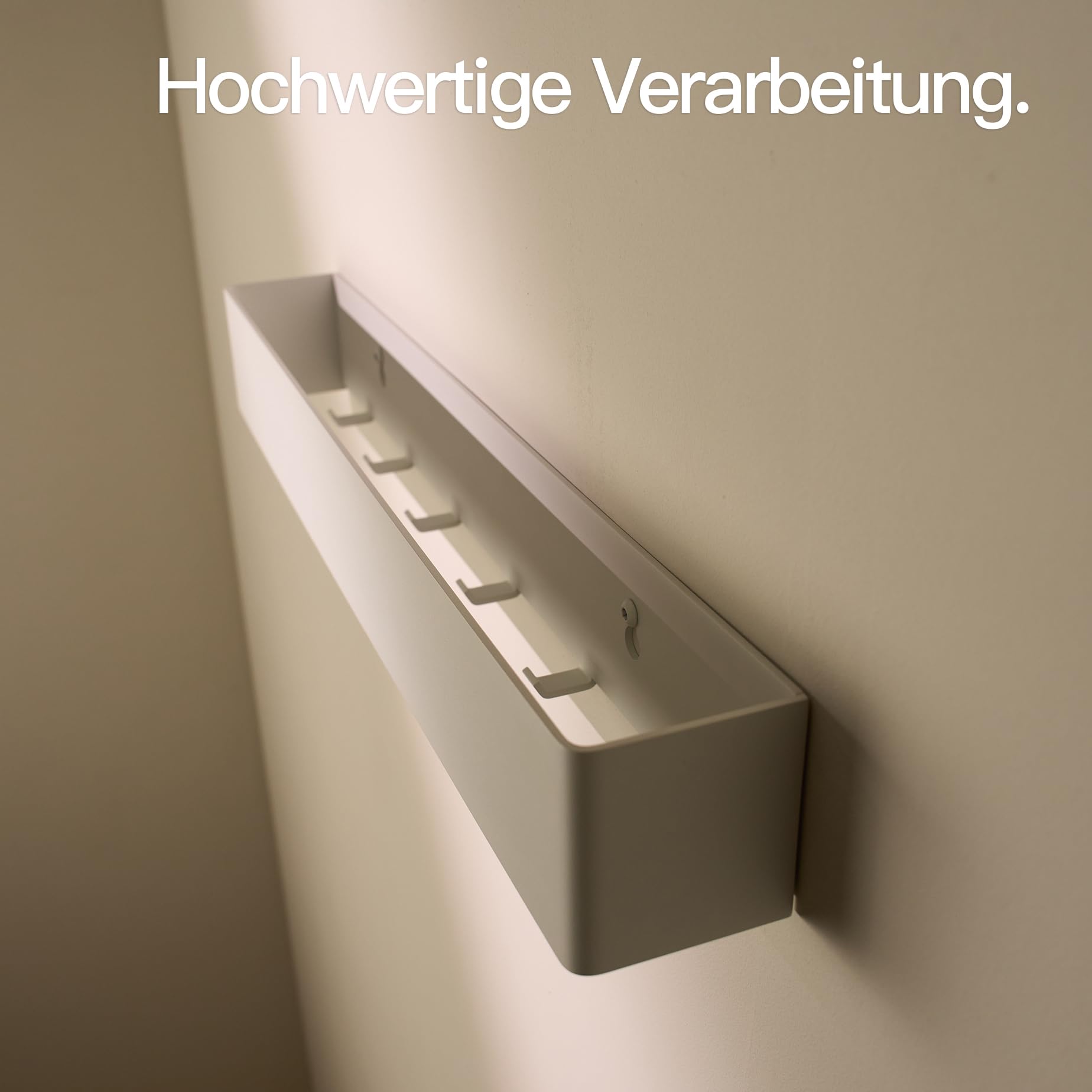 Designfabrik Hamburg Wieszaki ścienne na płaszcze | Metalowa szyna do ubrań | Wieszak na płaszcze | Hak na płaszcz do ściany | Nowoczesny wieszak z ukrytymi haczykami | 57 cm | Matowy biały