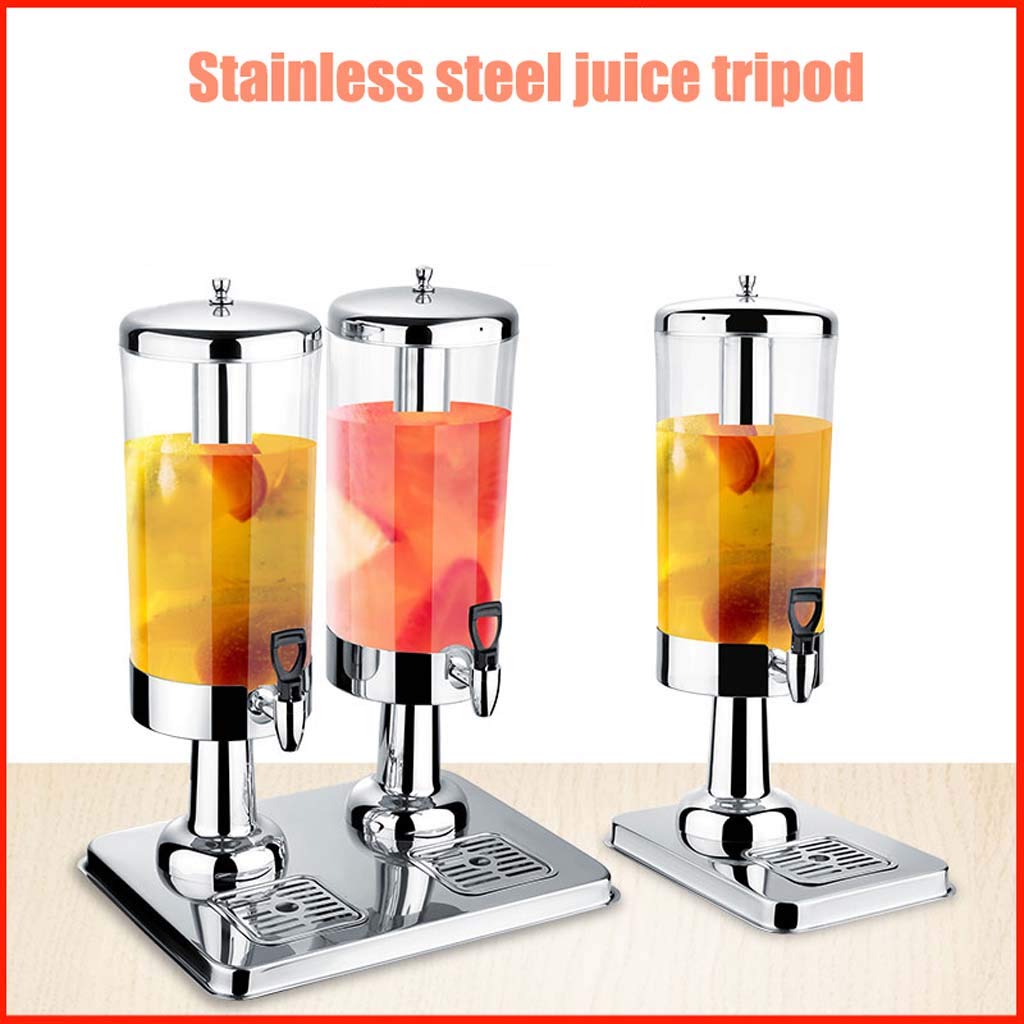 Trípode de jugo de acero inoxidable de 3L, cubo de jugo de máquina de bebidas de autoservicio de 6L | Máquina de bebidas frías de una cabeza y dos cabezas | Barril de bebidas de leche transparente c