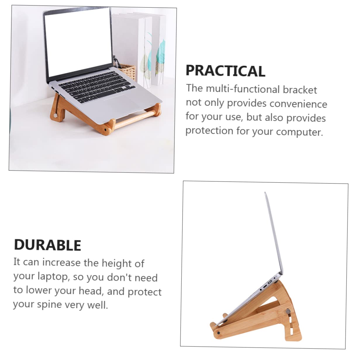 1 Pc Supporto Per Computer in Legno Porta Computer Portatile in Legno Scrivania Supporto Per Computer Pieghevole Porta Tablet Portatile Bambù Computer Portatile Desktop Regolabile