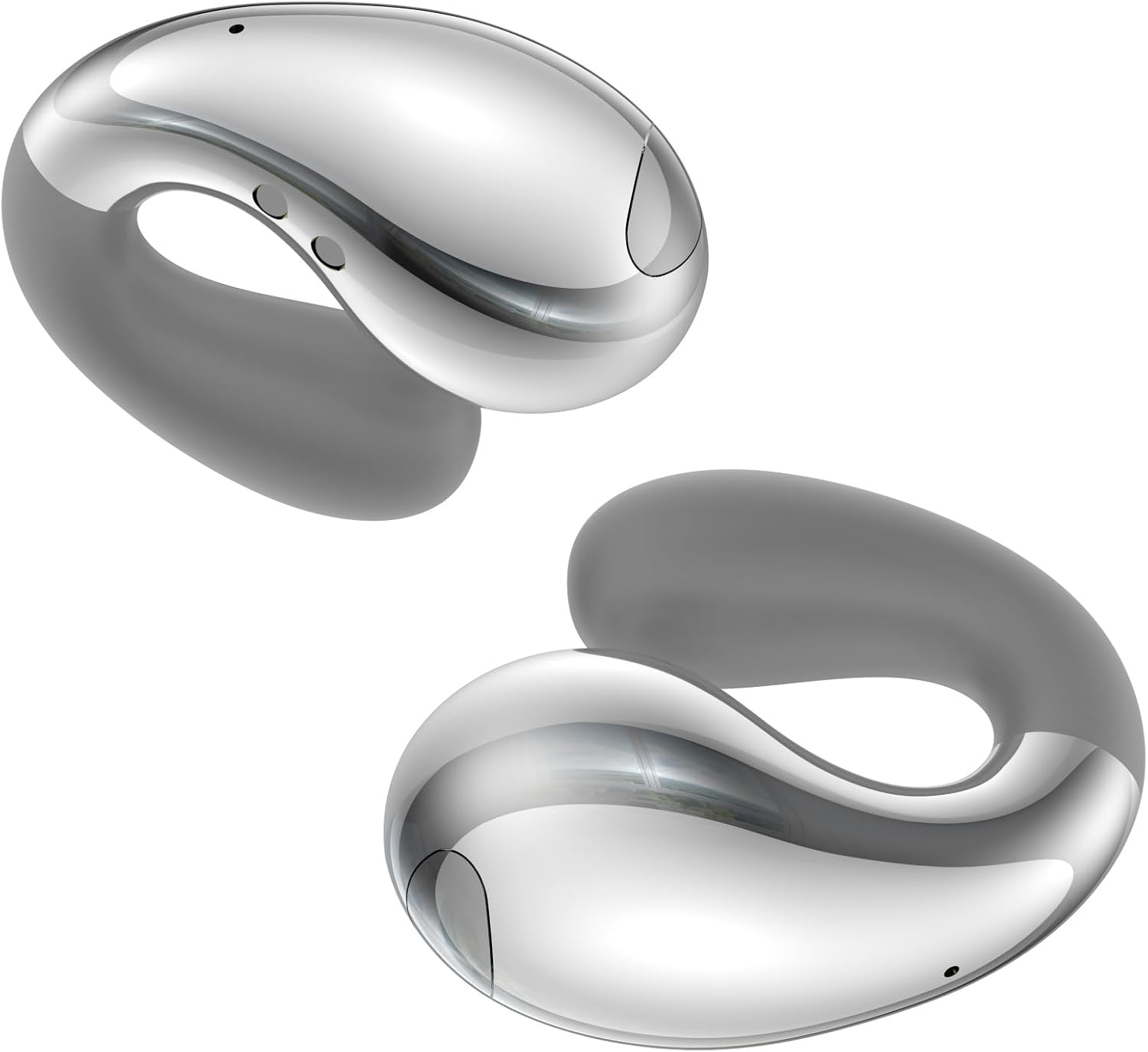  Ultra Open Ear Earbuds - Ergonomic Clip-On Earbuds, Small Bone Conduction Over-The-Ear Headphones with Waterproof Design, Perfect Running Headphones for Sports and Fitness, Gloss Silver
