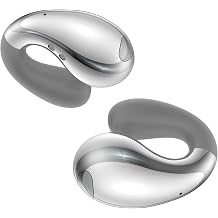 Boytond Ultra Open Ear Earbuds - Ergonomic Clip-On Earbuds, Small Bone Conduction Over-The-Ear Headphones with Waterproof Design, Perfect Running Headphones for Sports and Fitness, Gloss Silver