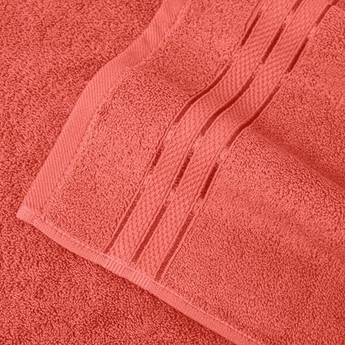 Image of Elegant Comfort Three Line Popcorn Extra Large Luxury Bath Towel - 40 inch x 80 inch inch, Premium Hotel Spa Quality 1 Piece Oversized Bath Sheet 100% Turkish Cotton Super Soft Highly Absorbent, Coral