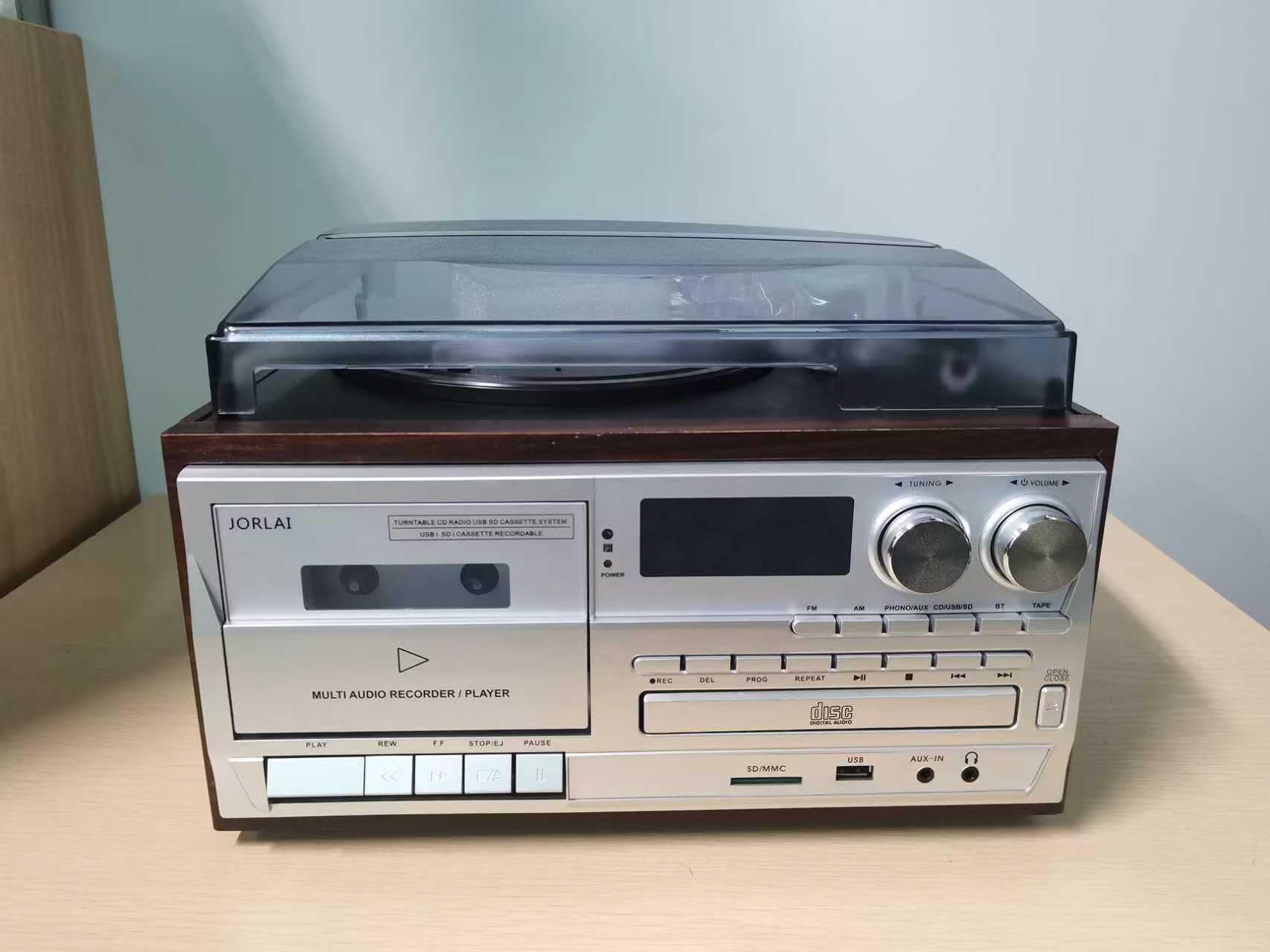 10 in 1 Multi Function OEM Brand Player Cassette Deck,CD,Vinyl(33,45,78 RPM),FM,SD,Bluetooth funtions Recording to USB/SD(Record Live Streaming of Apple Music & Amazon Music & Audio to USB).