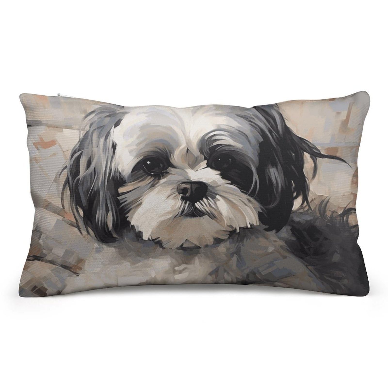 Velvet Pillowcases Standard Size 8"x12", Ultra Soft Breathable Pillow Cases for Bed, Luxury Cozy Fuzzy Pillow Shams, Lumbar Pillow Cover, Shih Tzu Cushion Case Home Decor
