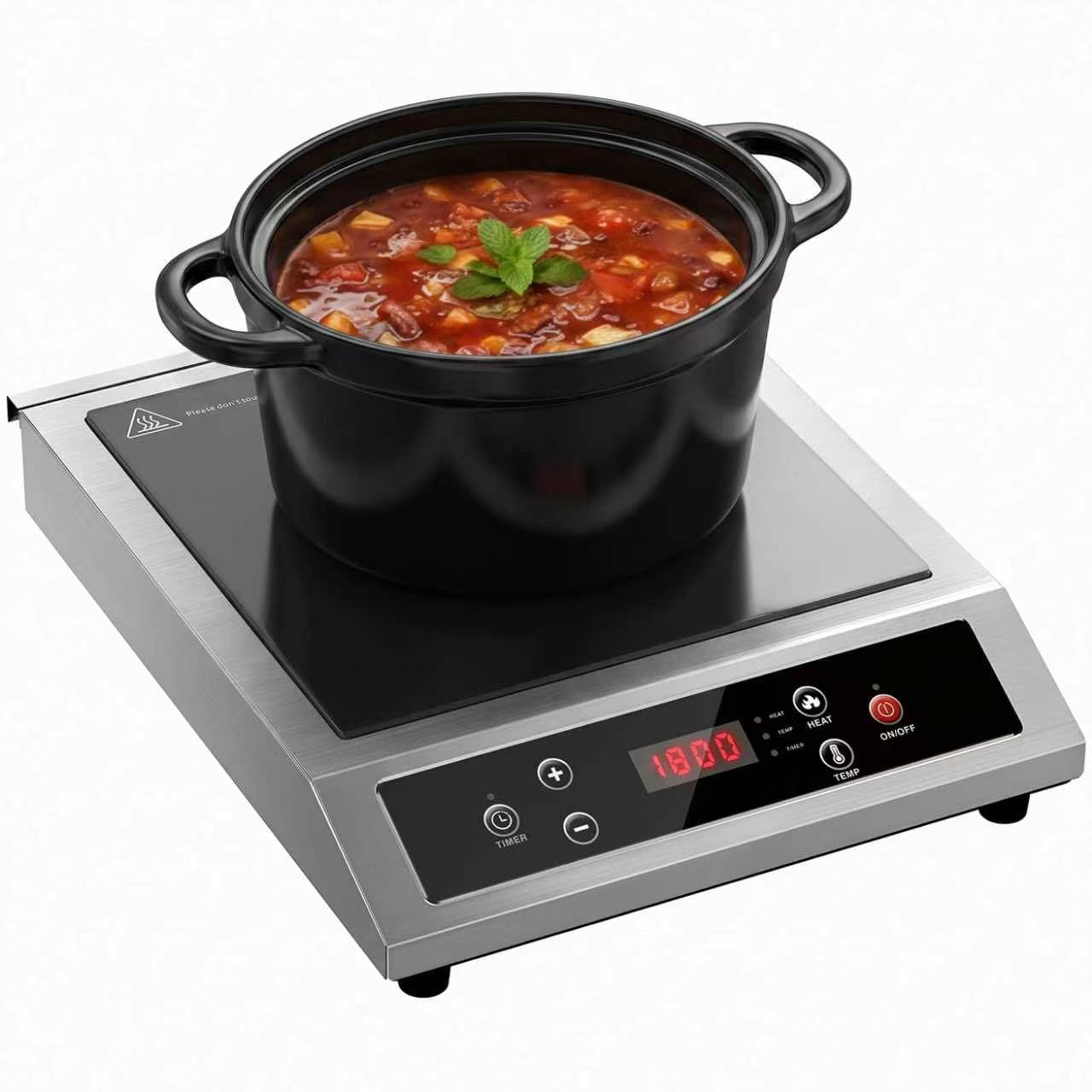 Stainless Steel Induction Cooktop, Professional-Grade Portable Induction Cooker with Precise Temperature Control, 10-Hour Timer, Powerful 1800W Countertop Hot Plate