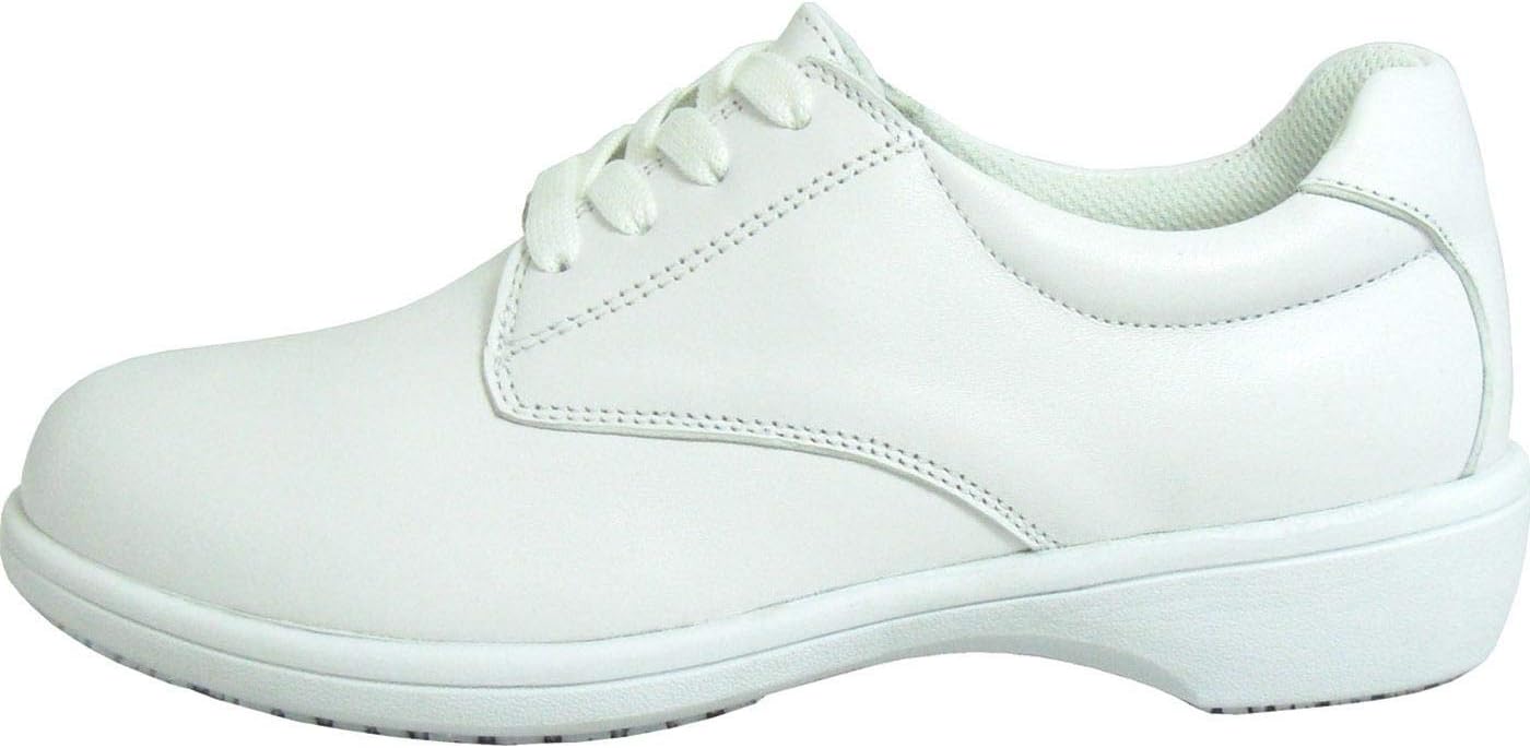 Footwear Women's Slip-Resistant Oxford Casual,White Soft Full Grain Leather,US 9 M
