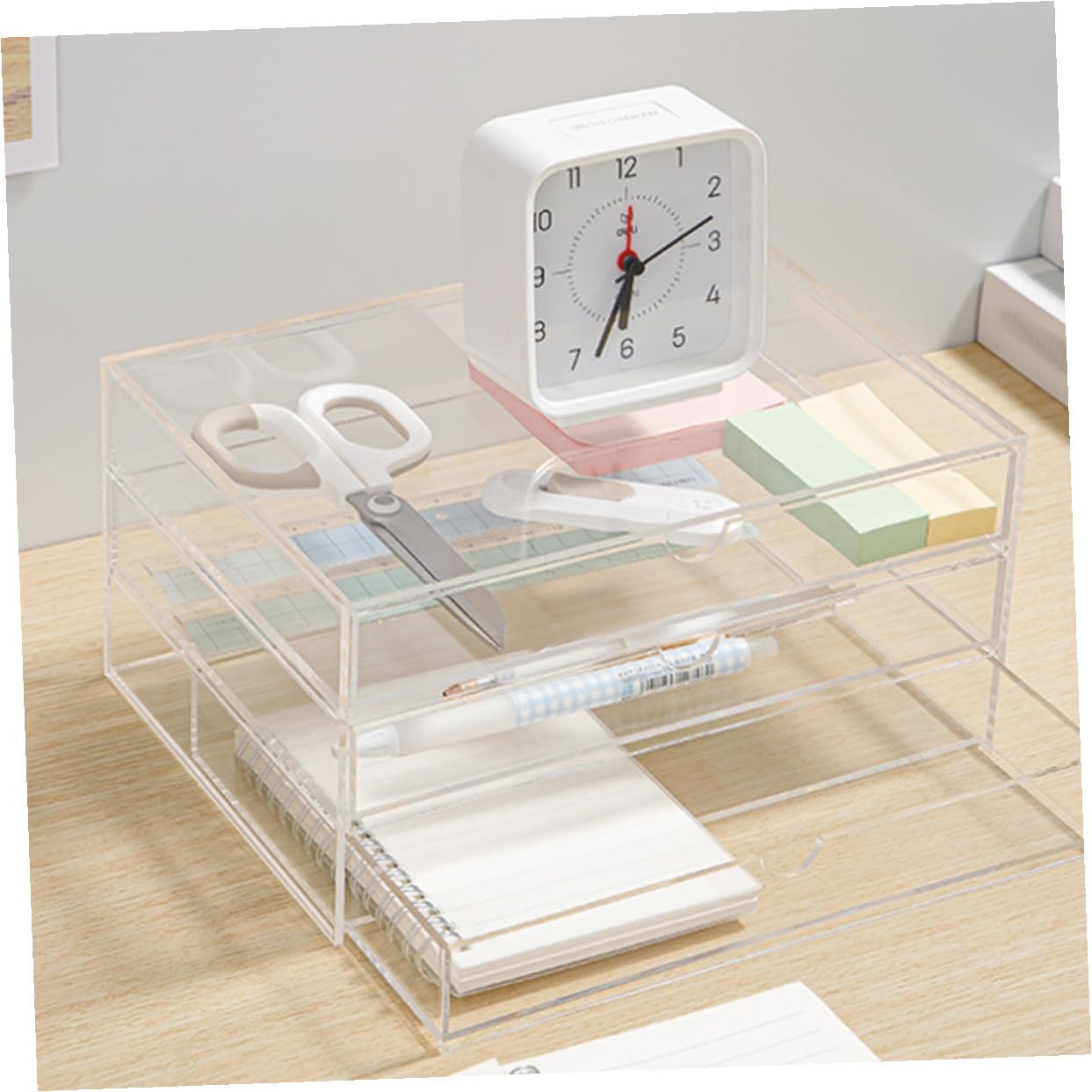 Artibetter Organizer da Scrivania in Acrilico Trasparente Strati Contenitore per Trucchi e Cosmetici Design Pratico e Salvaspazio per Piccoli Oggetti