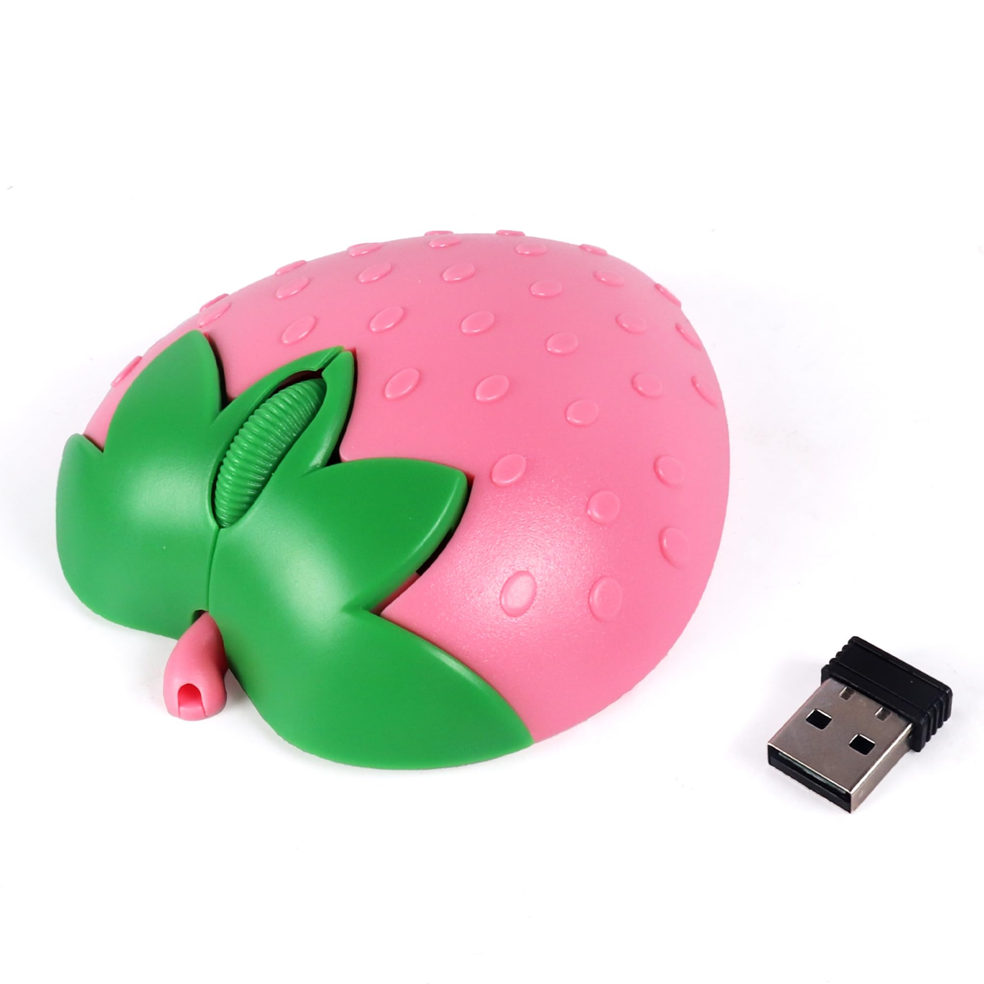 マウス 無線 デュアルモード イチゴの形 3d ワイヤレスマウス 2モード対応 静音 無線 電池式 ブルートゥース 3ボタン 漫画 薄型 可愛い Windows 、Mac、iOS、Android、PCに対応 (ピンク)