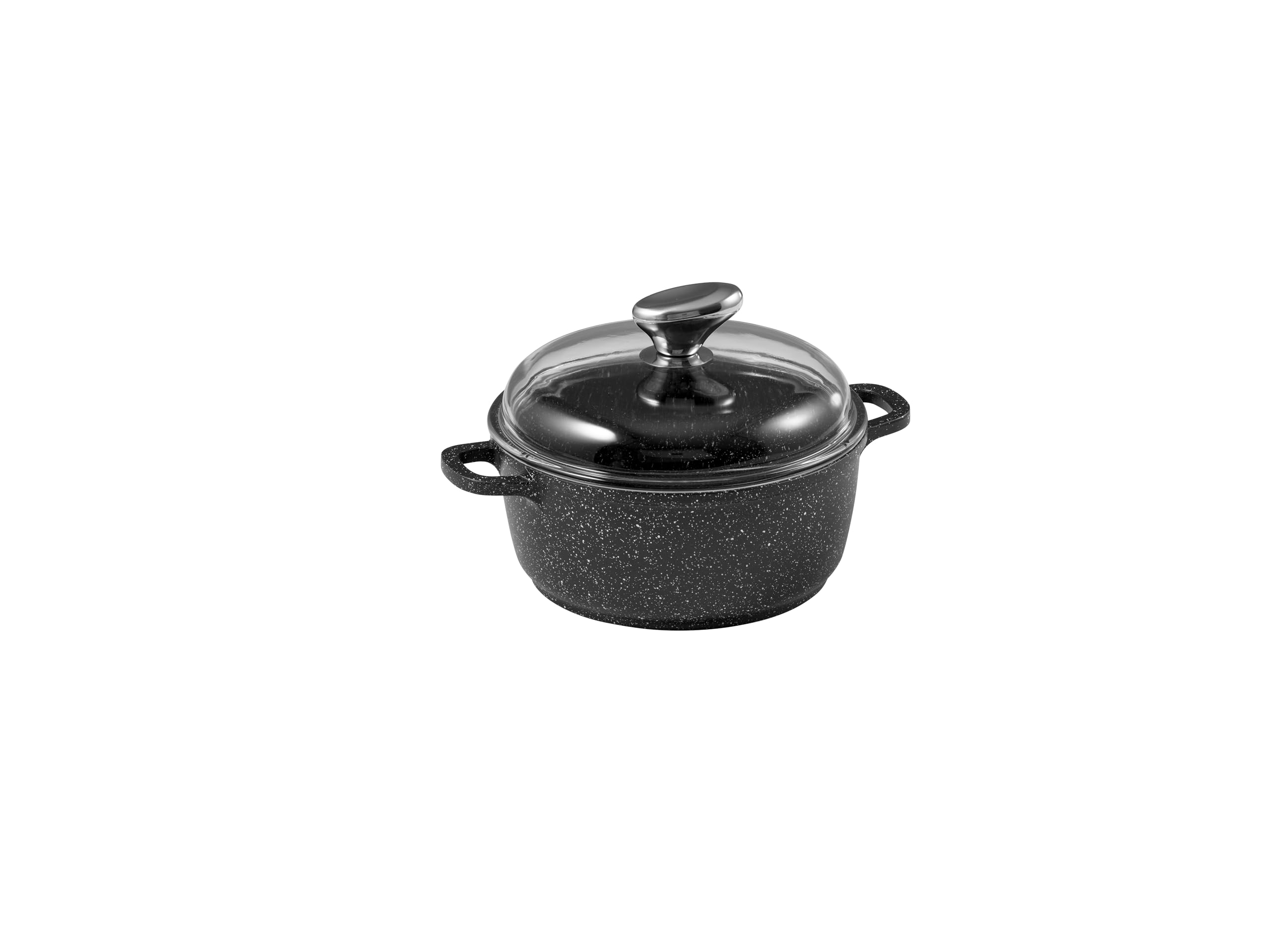 Pradel Excellence - PCUI001010 - Faitout Ø20 cm avec Couvercle Verre - Fonte d’Aluminium - Revêtement Antiadhésif façon pierre - Protège-Poignées Amovibles - Tous Feux, Four et Lave-Vaisselle