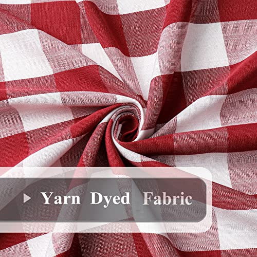 Bapawfish Red Buffalo Plaid Check Window Curtain Panels,Burgundy Gingham Checkered Farmhouse Retro Rustic Rod Pocket Window Treatment, For Bedroom & Living Room, 2 Panels, 40" Wx84 L, Red/White #TOP4