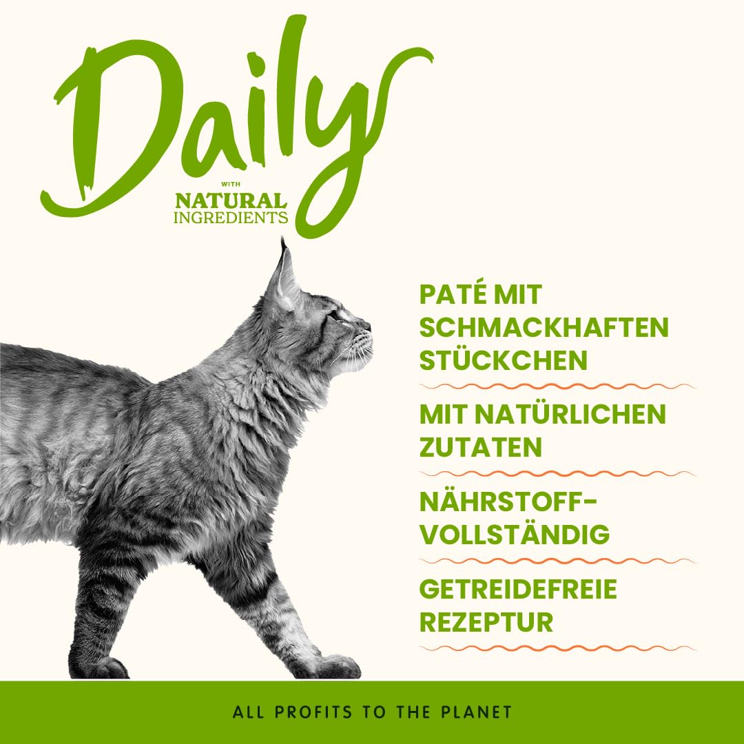 Almo Nature Daily - Nassfutter für Erwachsene Katzen - Paté - Ente - 400 g, Packung mit 24