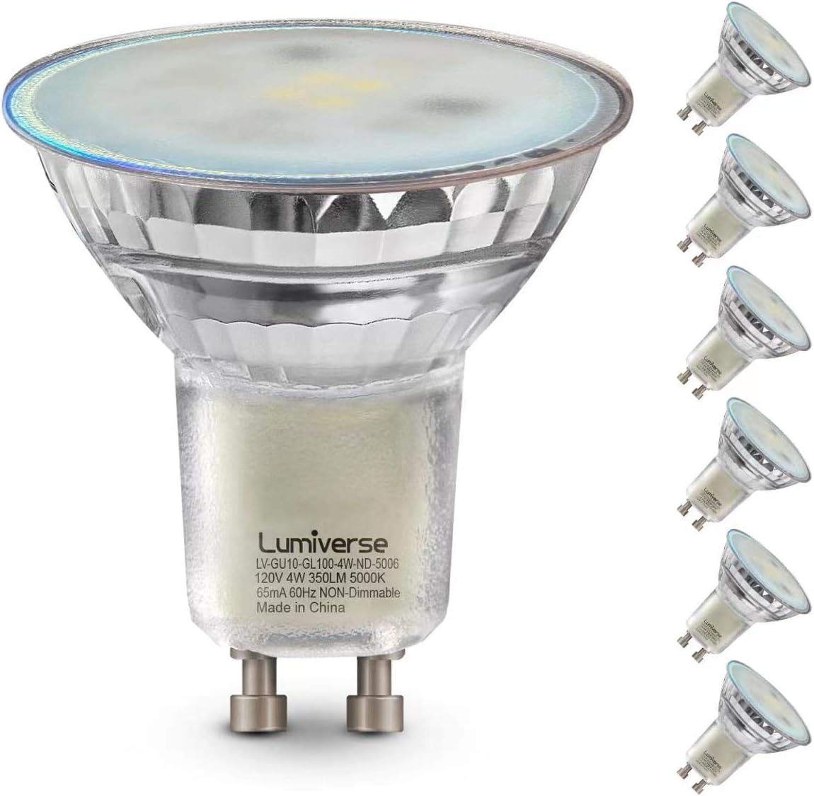 Lumiverse GU10 LED Bulbs NonDimmable, 5000K Daylight White 4W 350lm