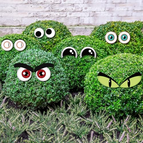Memorywuu 12 Sets Halloween Bush Eye Decoration Bush Funny Eyes with Stakes Halloween Yard Decorations for Bushes DIY Crafts Outdoor Garden Lawn