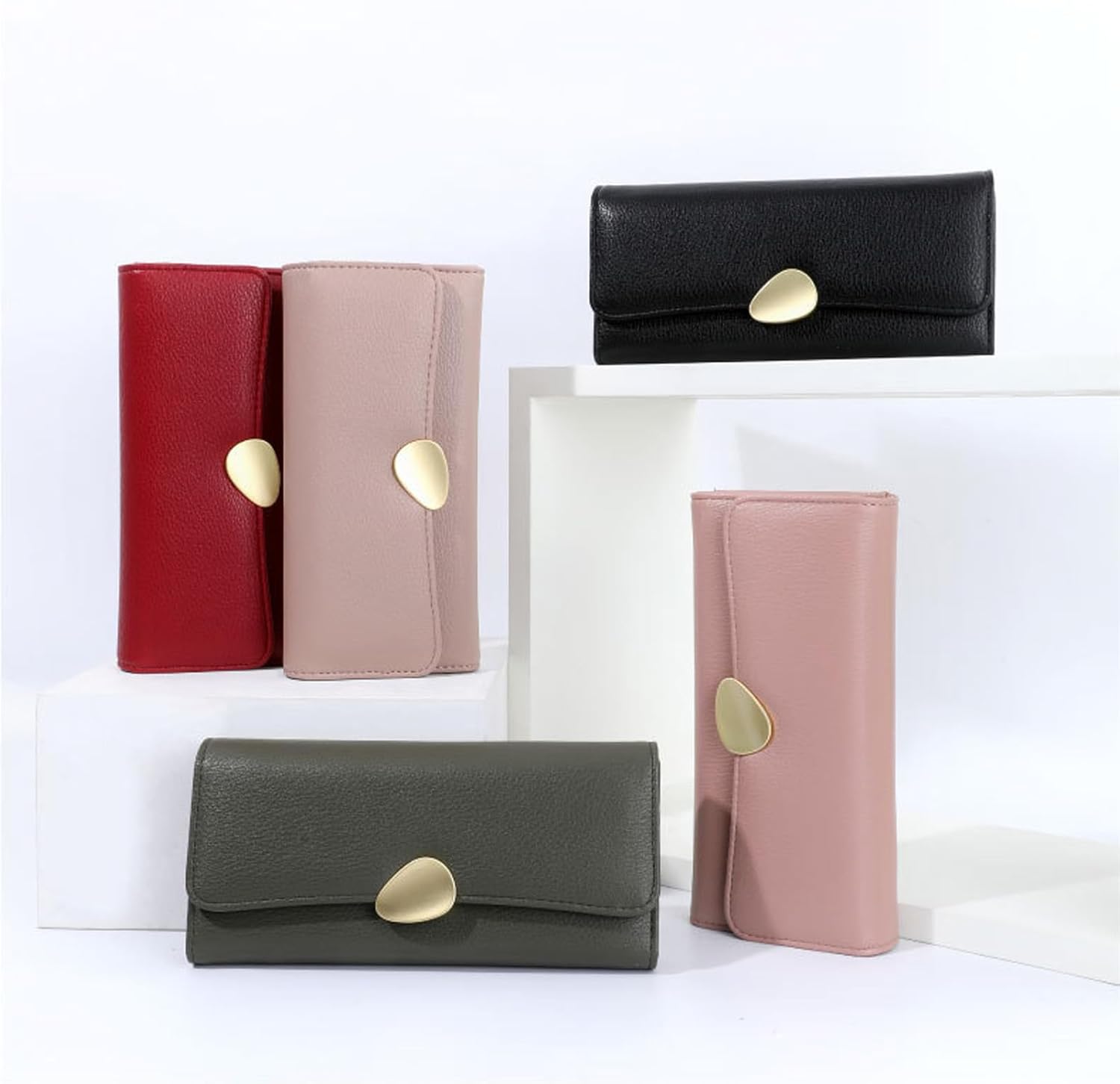 Mokoze Trifold Wallet Women, Clutch Wallet with PU Leather Zip Pocket Large Capacity Ideal Accessory for Gifts, Everyday Life and Business Occasions(Pink) - Image 3