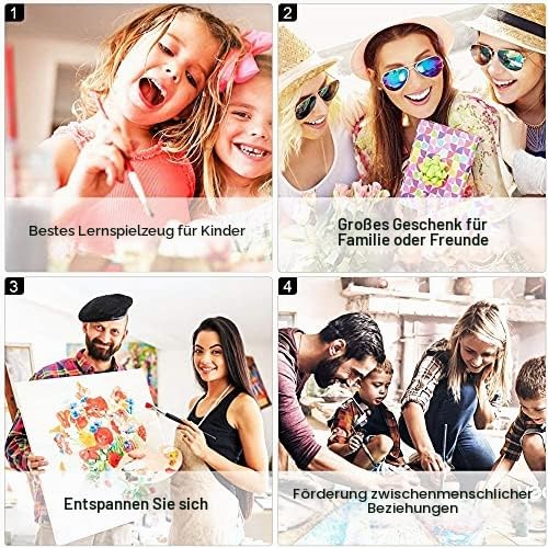 TISHIRON Rahmen Malen nach Zahlen Wolf DIY Malen nach Zahlen für Erwachsene Kinder Tiere Malen nach Zahlen Kits auf Leinwand mit Pinseln… – Ansicht 6