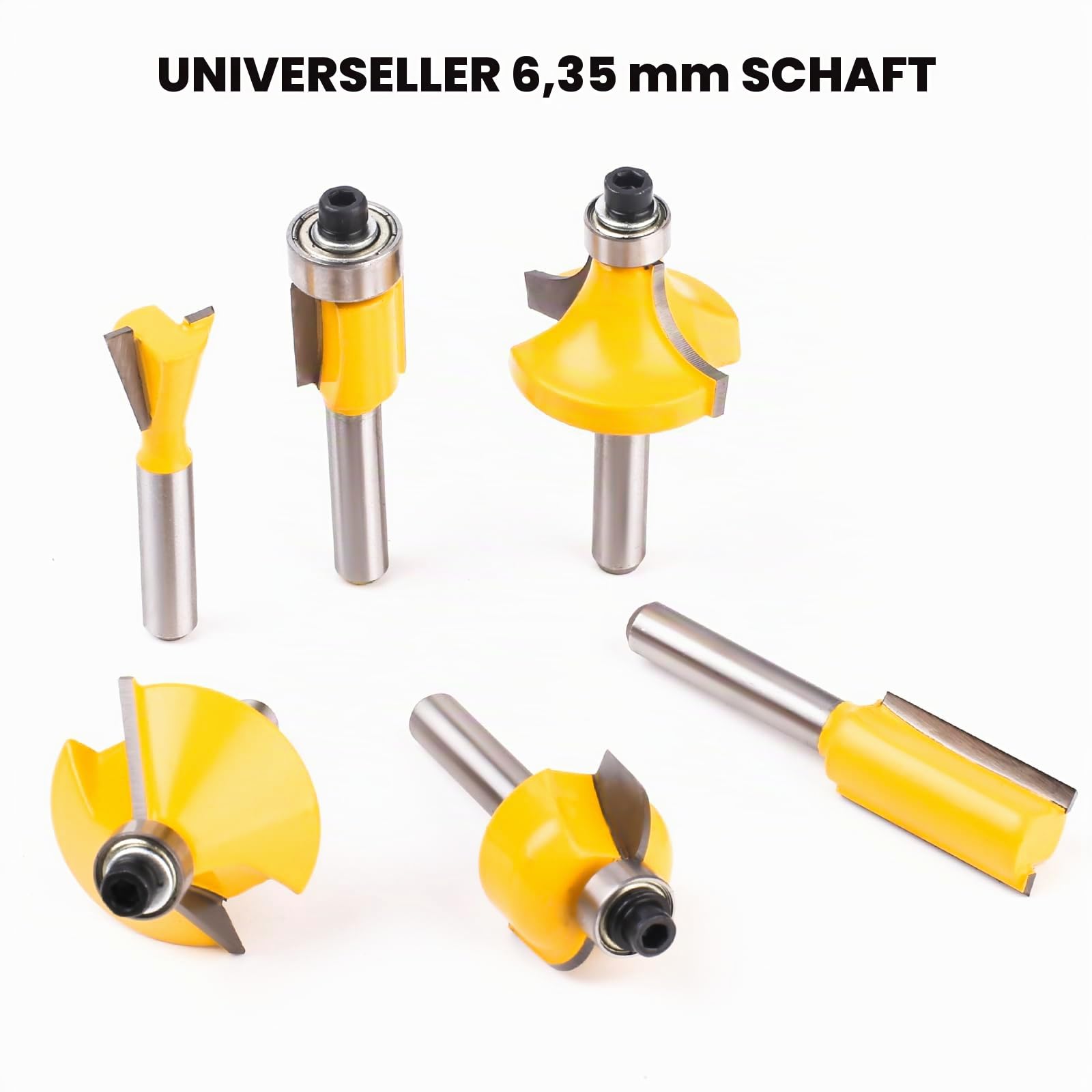 25-teiliges Fräser Set mit 1/4 Zoll Schaft (6.35 mm Schaft) – Hochwertige Wolframcarbid-Fräser für Profis und Anfänger im Tischlerhandwerk
