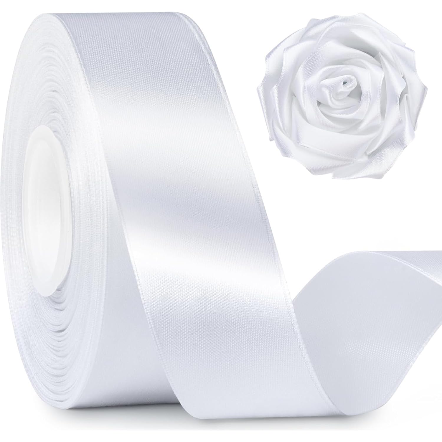 Aakriti 100 Yard /91.4 Meter Solid Grosgrain Polyester Ribbon Dyeable for DIY Hair Accessories Scrapbooking Gift Packaging Party Decoration Wedding Flowers (10 MM, White)