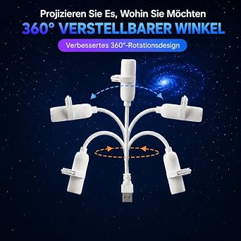 Starry Sky Projector Underwater World - Galaxy Projector Starry Sky Night Light 5-in-1 Plug and Play Ocean Projector Lamp 360° Rotating Gooseneck HD Star Projector with USB Connection [Energy Class D]