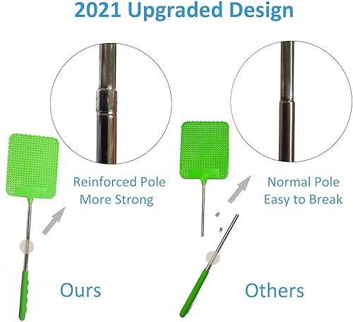 Miniatura 2 de Dr. Dakota 4 matamoscas telescópicos, matamoscas manual retráctil de plástico de 29 pulgadas de largo, matamoscas extensible de alta calidad con