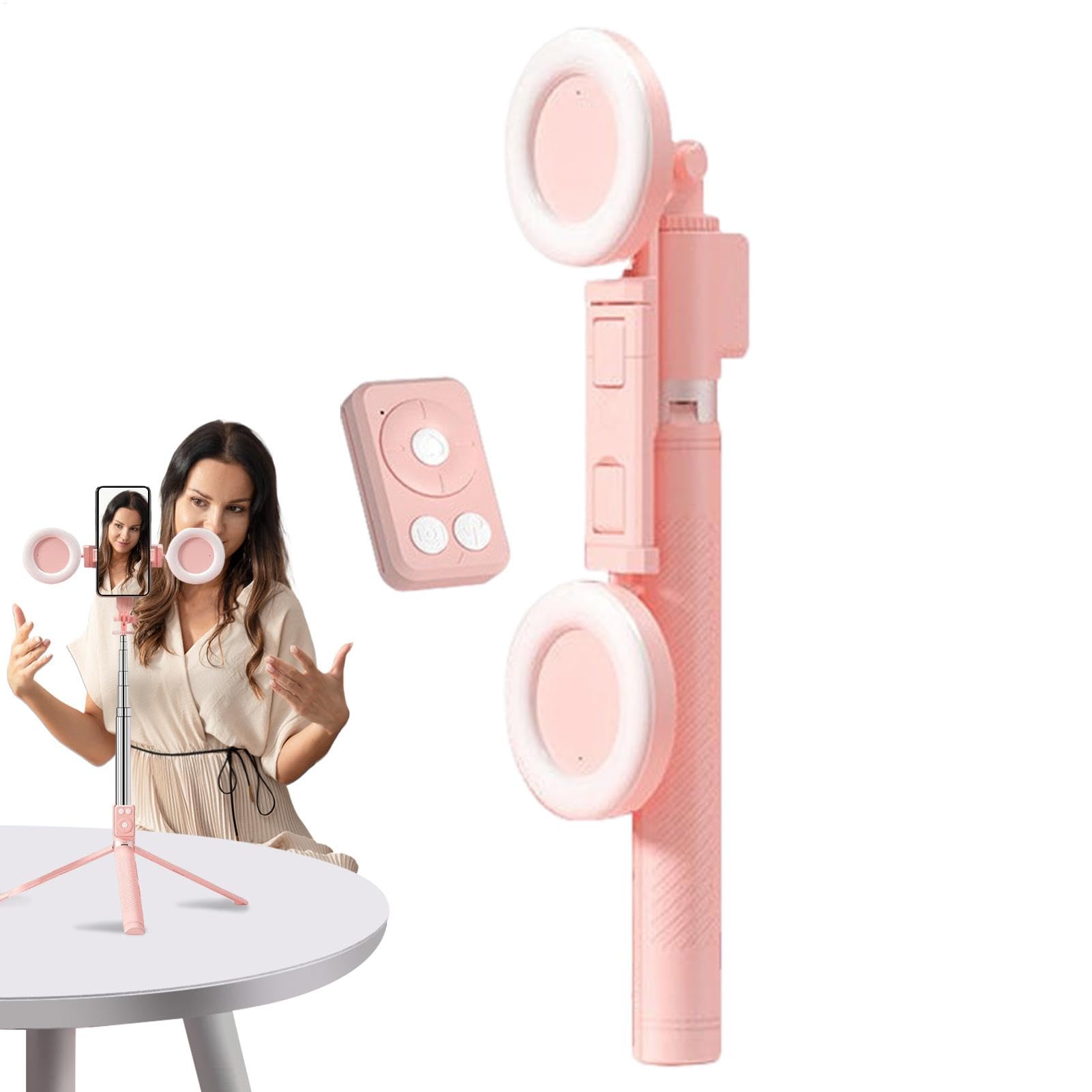 Selfie Stick Treppiede Portatile 67 Pollici Telefono Treppiede Wireless Remote, Supporto Mobile con Luci Led 9.45 Pollici, Selfie Foothold Viaggi per Registrazione,