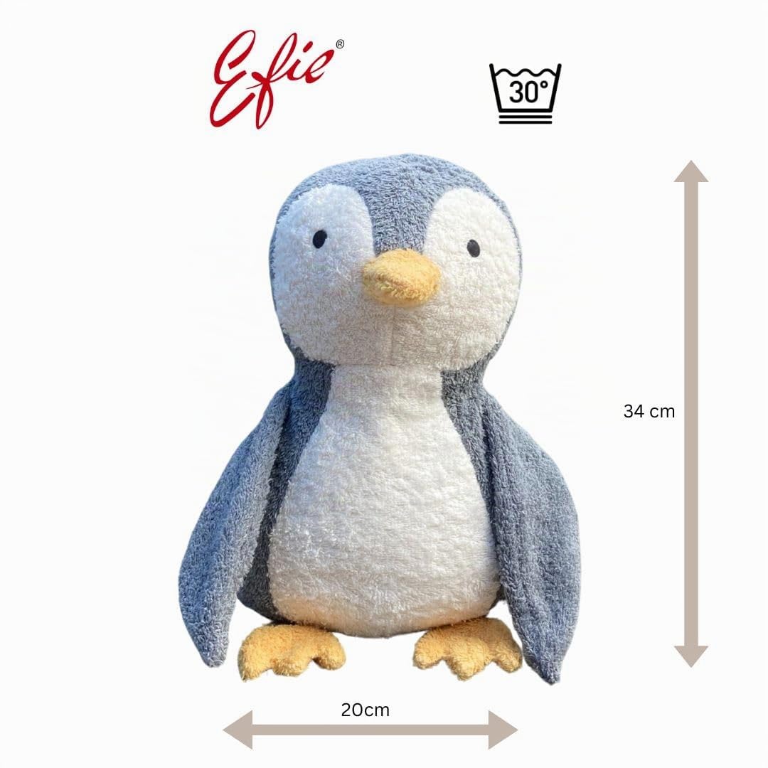 Efie Bio-Kuscheltier Pinguin groß – Bio Baumwolle (KBA), recycelte Füllung, waschbar & Allergiker geeignet – nachhaltig & handgefertigt – Made in Germany
