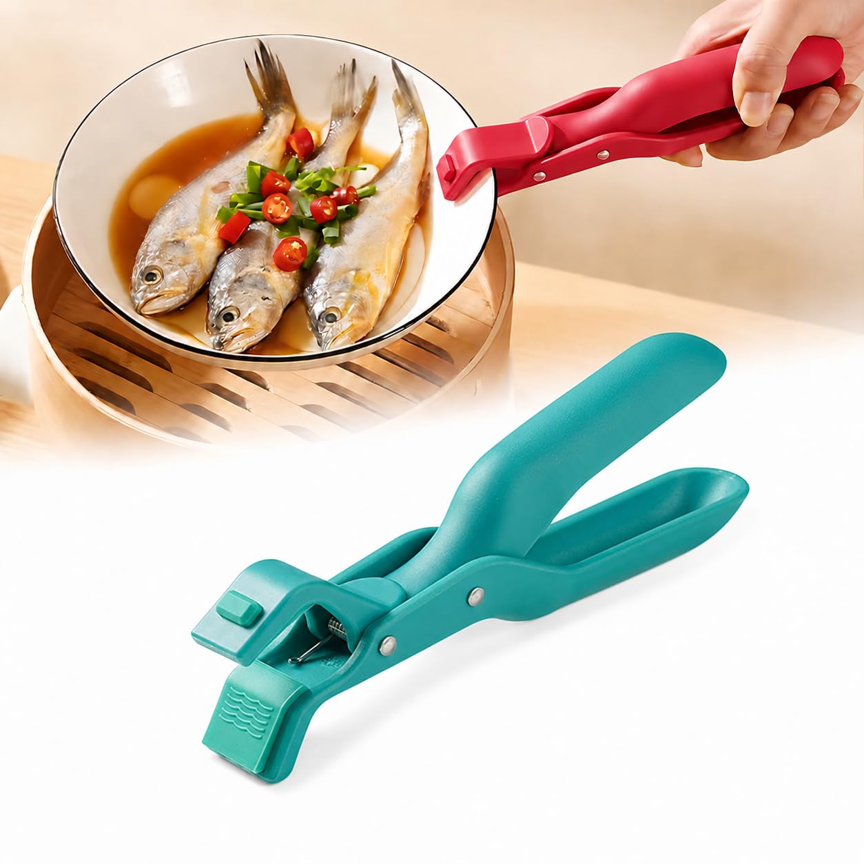 Heat Resistant Bowl Holder Clip, Anti-Scald Plate Lifter, Non-Slip Kitchen Pot Gripper Tong for Hot Dishes, Bowls & Steamers, 19cm (1pc)-image-33