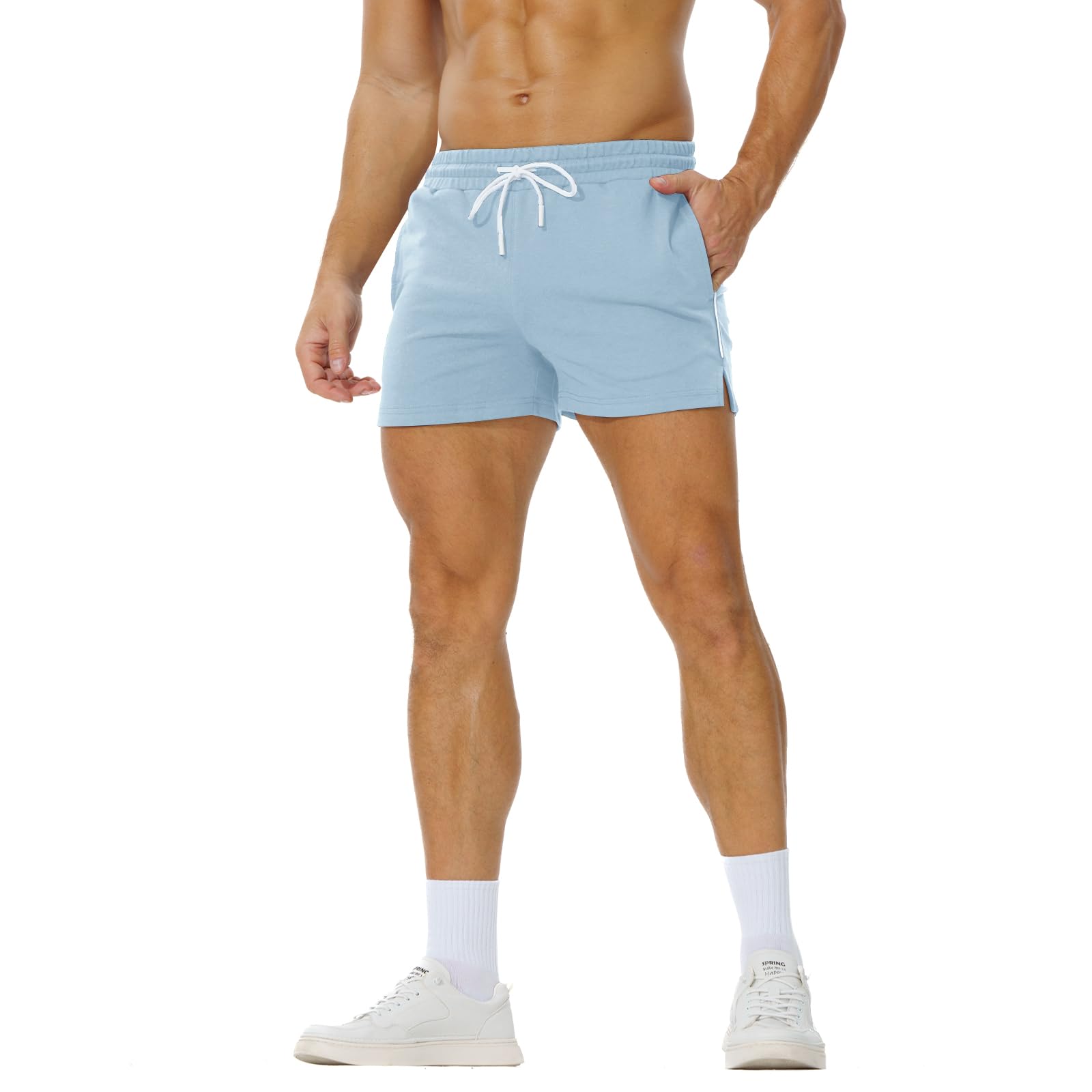 FIROTTII Mens Athletic Sweat Shorts 3 Inch Cotton Soft Casual with Pockets Gym Workout Running Short