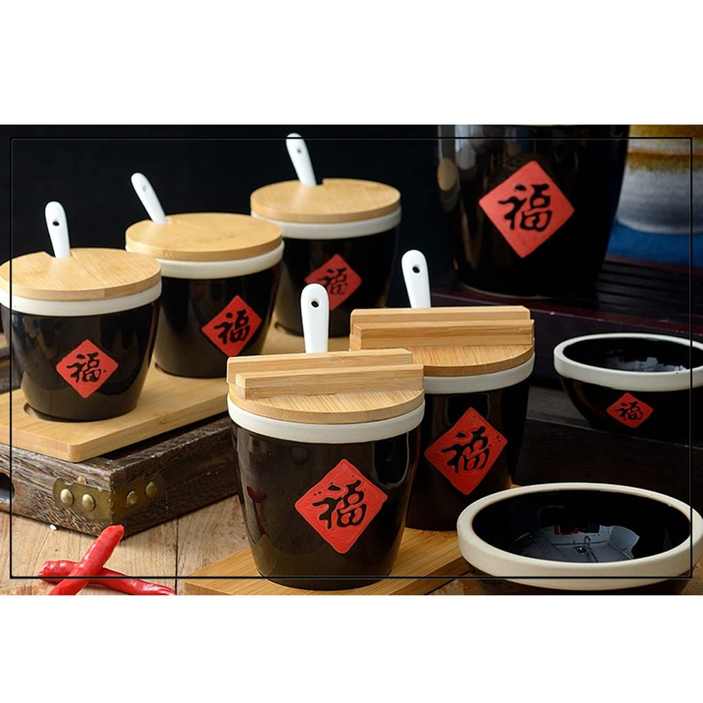 Kit Barattolo di Condimento Olio e sale condimento condimento in ceramica serbatoio di benedizione for la casa cucina piccolo serbatoio barattolo set con coperchio serbatoio piccolo serbatoio d'acqua