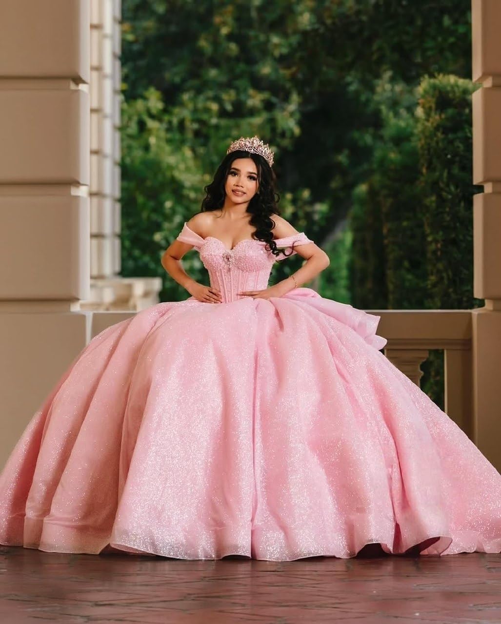Glitter Quinceanera Dresses with Bow Puffy Ball Gown Diamonds 15 16 Dresses with Train
