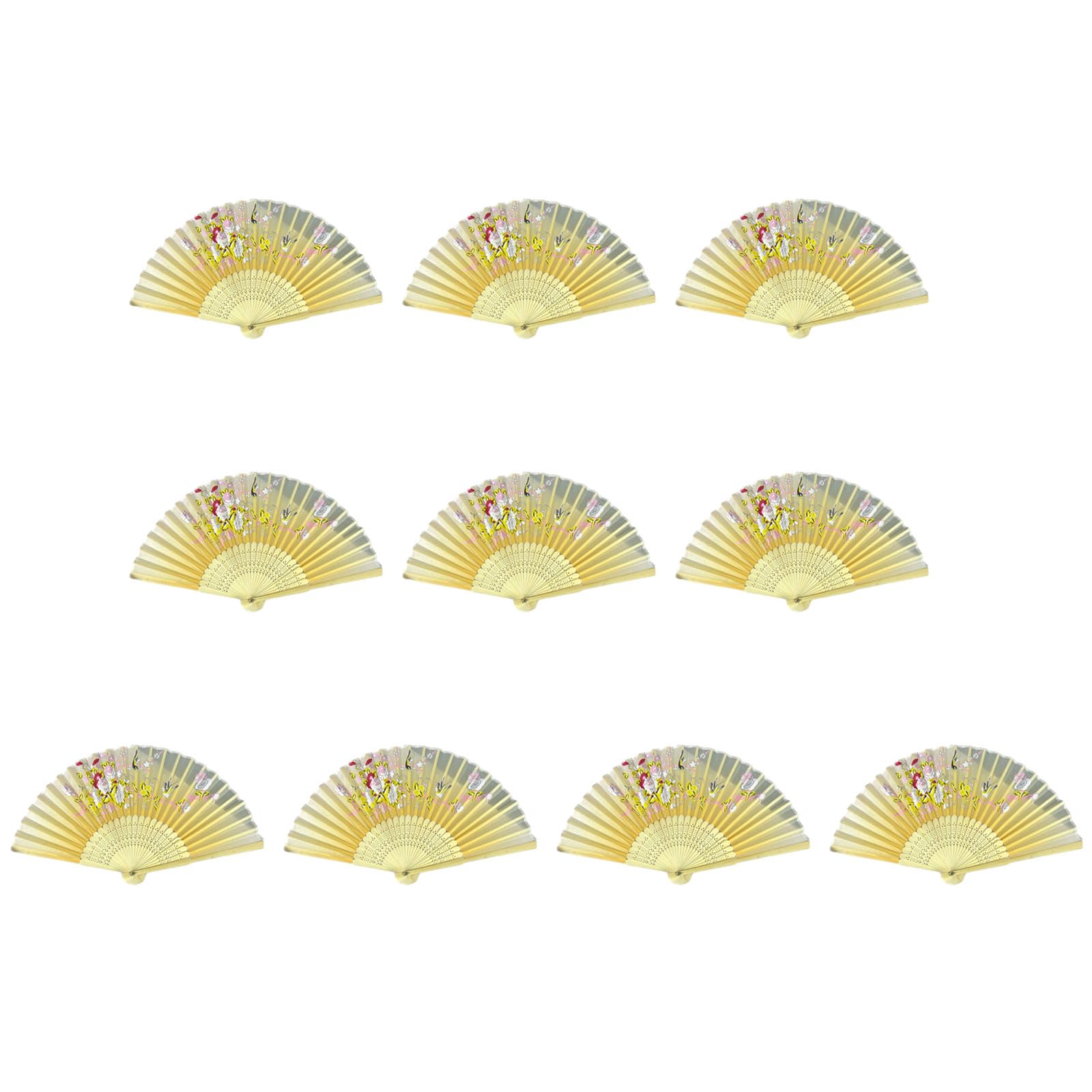 Tsophreniq Of 10 Bamboo Folding Fans Traditional Chinese Handheld Fan with Elegant Carvings for Cooling and Decoration Bamboo Fan