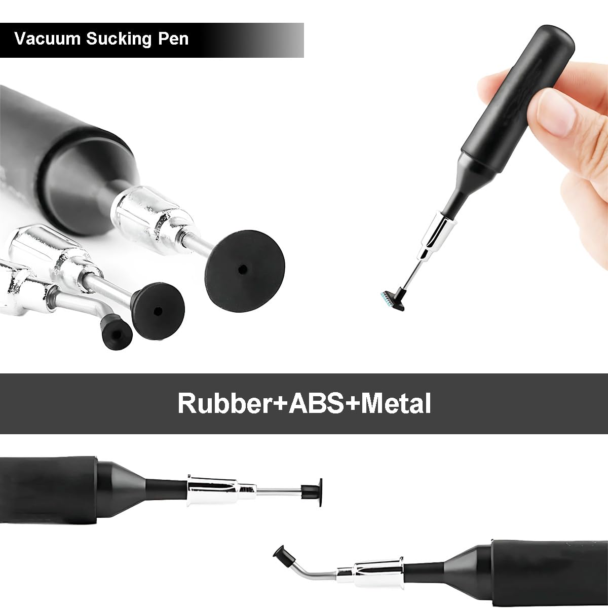 2 pezzi Penna aspirante a vuoto Estrattore IC IC Pick up Tool Chip Remover Tool Circuit Board estrattore di chip con punte di aspirazione Coppe di aspirazione Scatola di immagazzinaggio