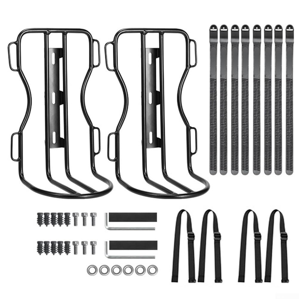 Bolsa de horquilla delantera para bicicleta con soporte de aleación de aluminio compatible con scooter, bicicleta de carretera, bicicleta eléctrica, volumen de 10 L (2 soportes + 2 bolsas)