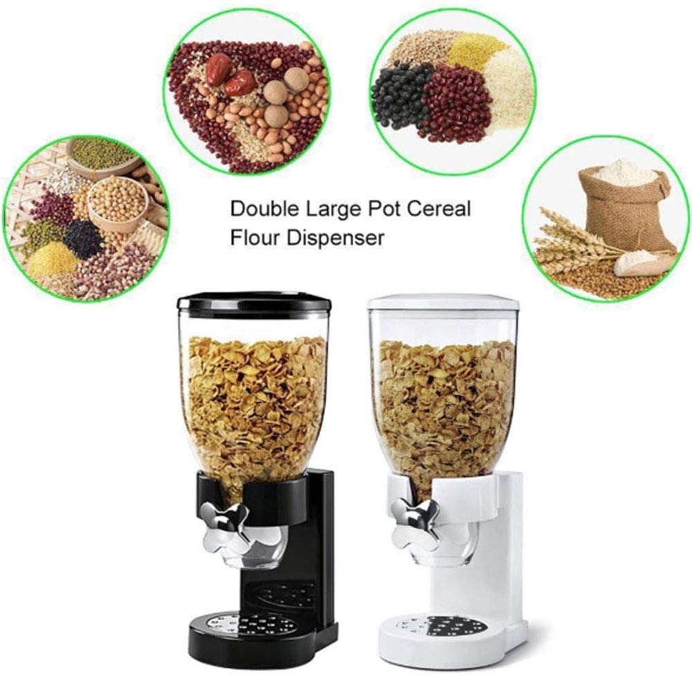 Li-HIM Dispensador de Cereal Individual Contenedor de Almacenamiento de 5L Fruta Seca Comida de plástico Transparente Recipiente para Pasta, Dulce,Negro