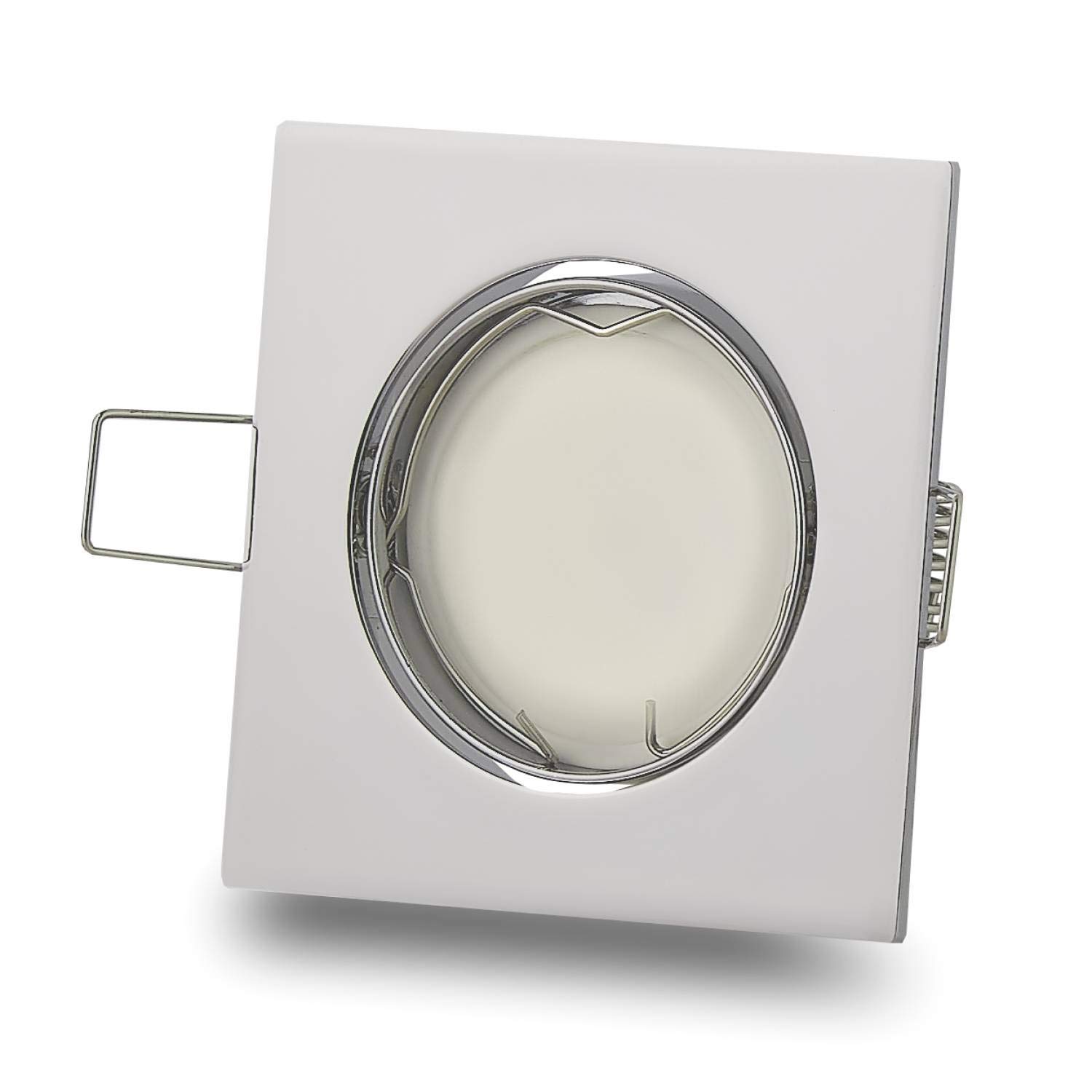 6 focos empotrables LED cromados cuadrados 9 W, blanco neutro 230 V plano – Foco empotrable GU10 orientable – Montaje por perforación 75 mm – Focos para techos – focos