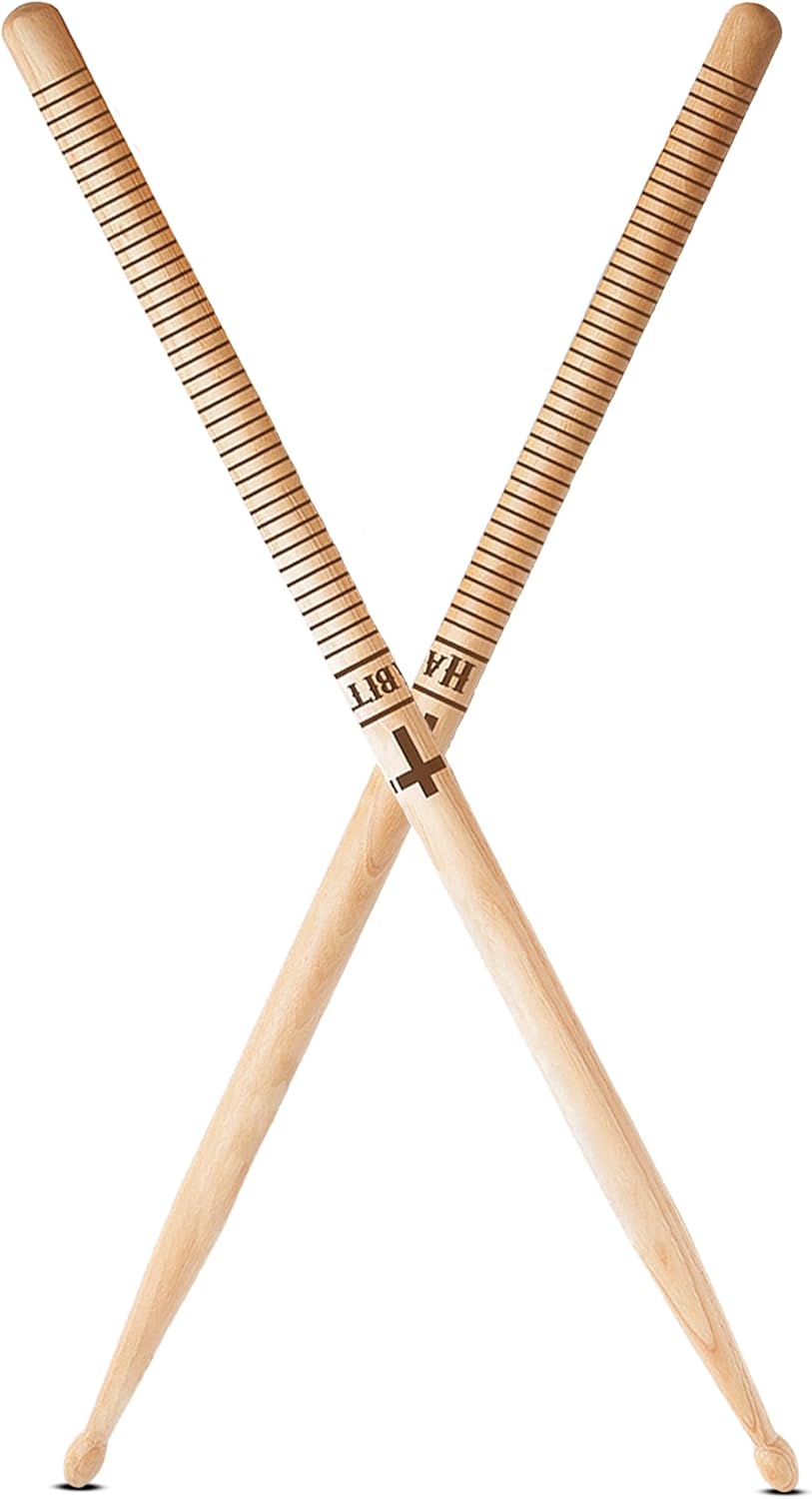 Vital Signs Personalized Engraved 5A Drumsticks – Hickory Wood Tip Customized Drumsticks for Drums with Name or Text – 1 Pair Wooden Drums sticks Gift for Musicians, Drummers, Bands (Christian Cross)