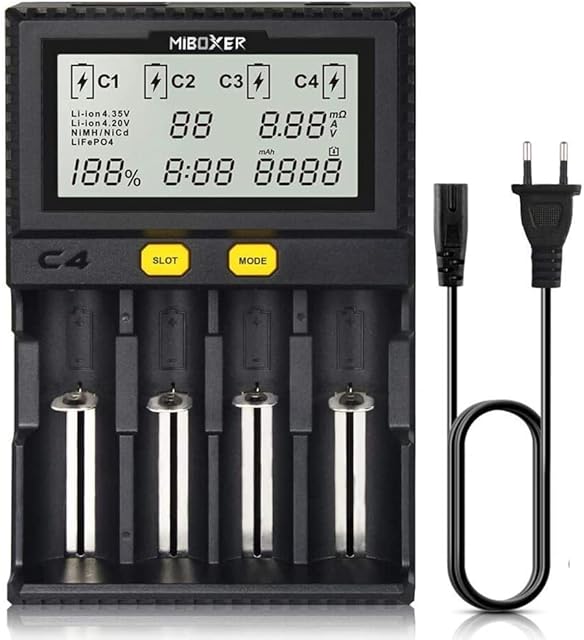 COSOOS 18650 uniwersalna ładowarka do baterii z 4 przegrodami, wyświetlacz LCD, ładowarka do baterii litowo-jonowych LiFePO4 NI-MH NI-Cd AA AAA C 18350 / 18500 / 18700 / 20700 / 21700 / 26650 / RCR123