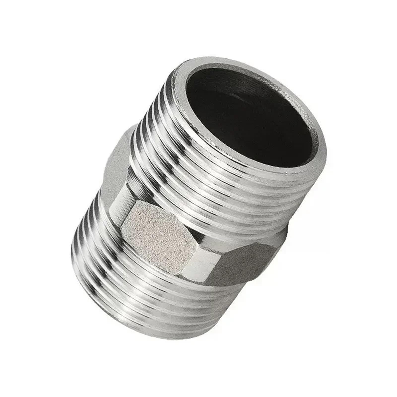 1pcs 304Stainless Steel Male Threaded Hex Nipple Pipe Fitting DN6 DN8 DN10 DN15 1/2" 3/4" 1" Application Suitable Brew Kit(DN32 111.3G) Barb Fittings