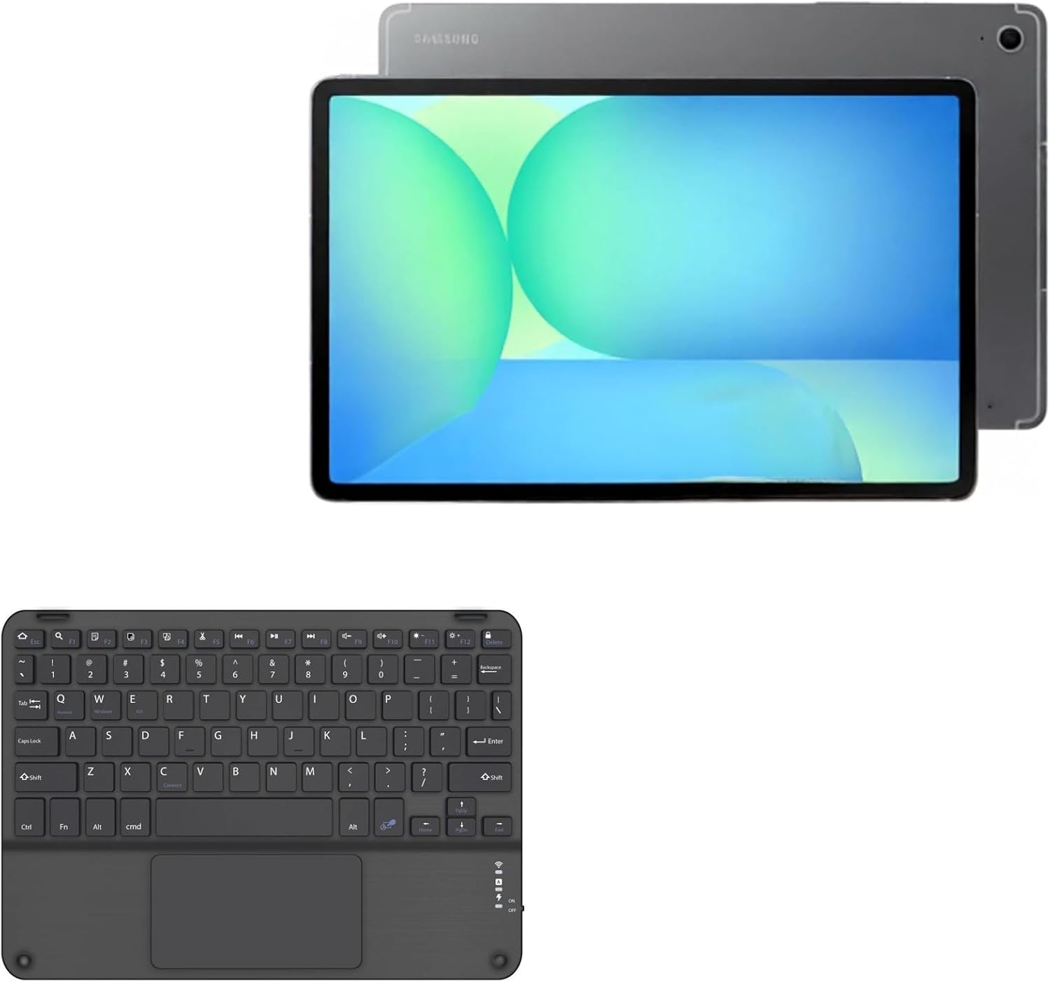 BoxWave Keyboard Compatible with Samsung Galaxy Tab S10 FE Plus - SlimKeys Bluetooth Keyboard with Trackpad, Portable Slim TouchPad - Jet Black