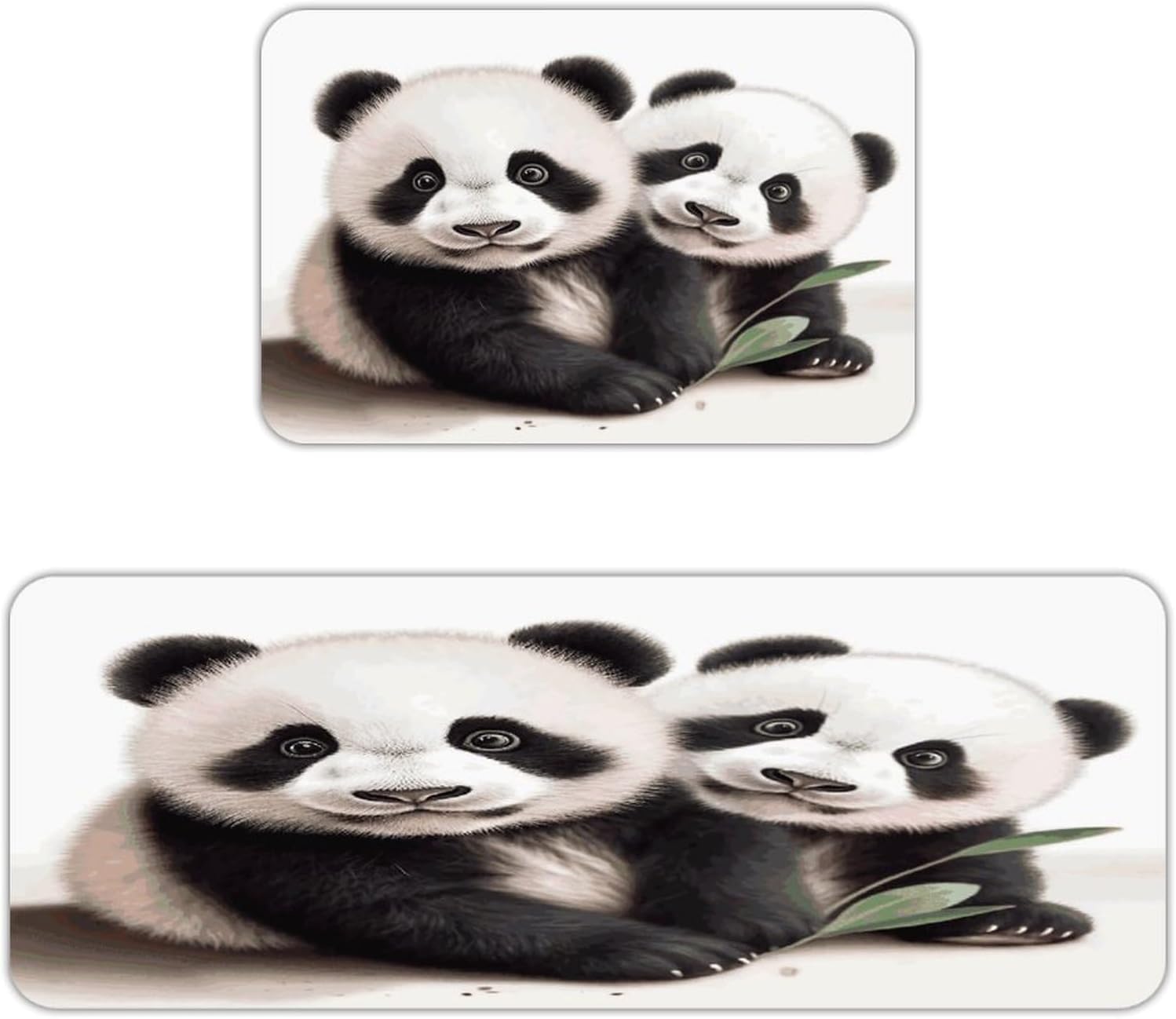 Pandas Kitchen Mat Kitchen Rug Set | Kitchen Rugs Flannel Velvety Washable breathable Water Absorbent Soft ，kitchen utensils for Kitchen, Floor,Laundry