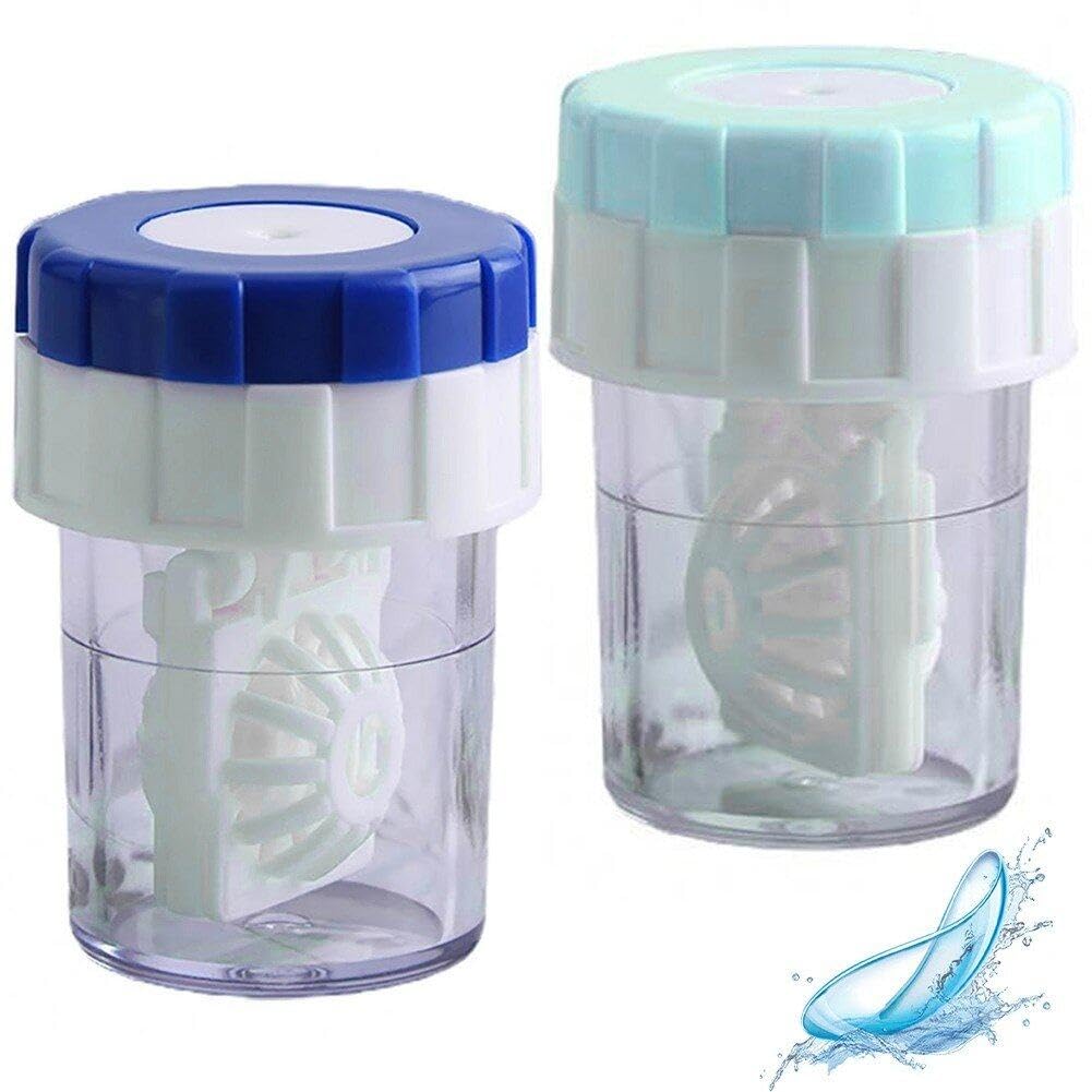 Sanfly Contact Lens Barrel Cases 2pcs/set Contact Lens Cleaner Contact Washer Manual Rotation Contact Lens Container for Eyes Care