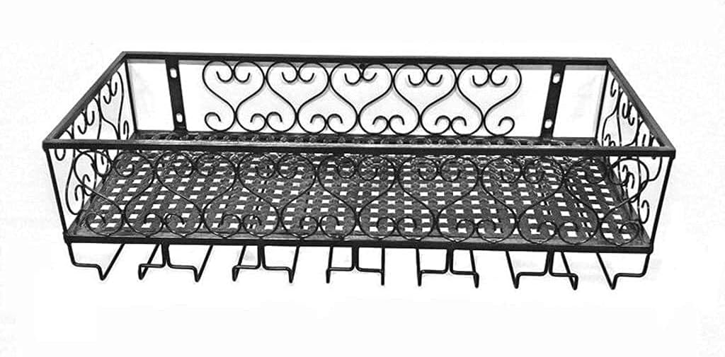 Wall Mounted Wine Rack Iron Goblet Holder Multifunction Shelf Wine Bottles Holder Easy to Install X L120*D25*H17Cm