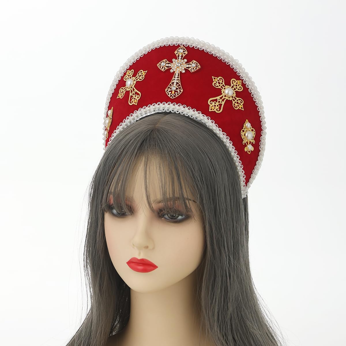BPURB Tudor Queen Coronet Sombrero con Capucha para Mujer Anne Boleyn Sombrero Isabelino Diadema Francesa Real para Cosplay Fiesta