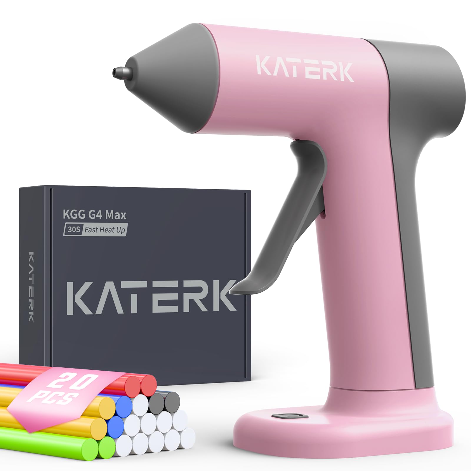 Amazon.co.jp: Katerk Cordless Glue Gun Set, 30 Seconds Fast Heating, Mini  Size, Includes 20 Adhesive Sticks, Built-in 2500 mAh Battery, Auto Power  Off ...