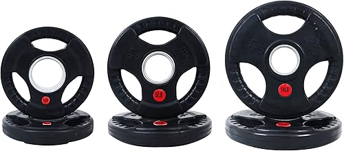 Signature Fitness Olympic - Placa de pesas de hierro fundido de 2 pulgadas para entrenamiento de fuerza y levantamiento de pesas, varios tamaños